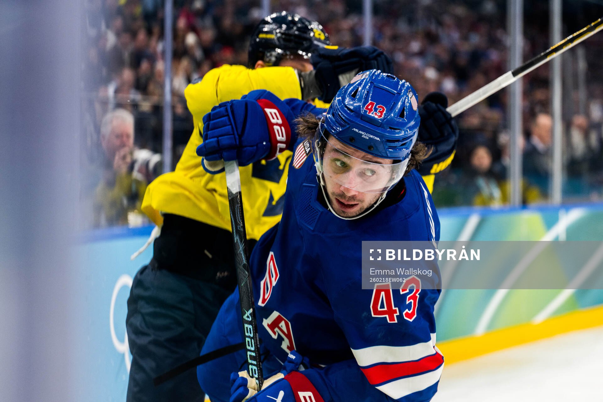 Lucas Raymond of Sweden and Quinn Hughes of USA in the