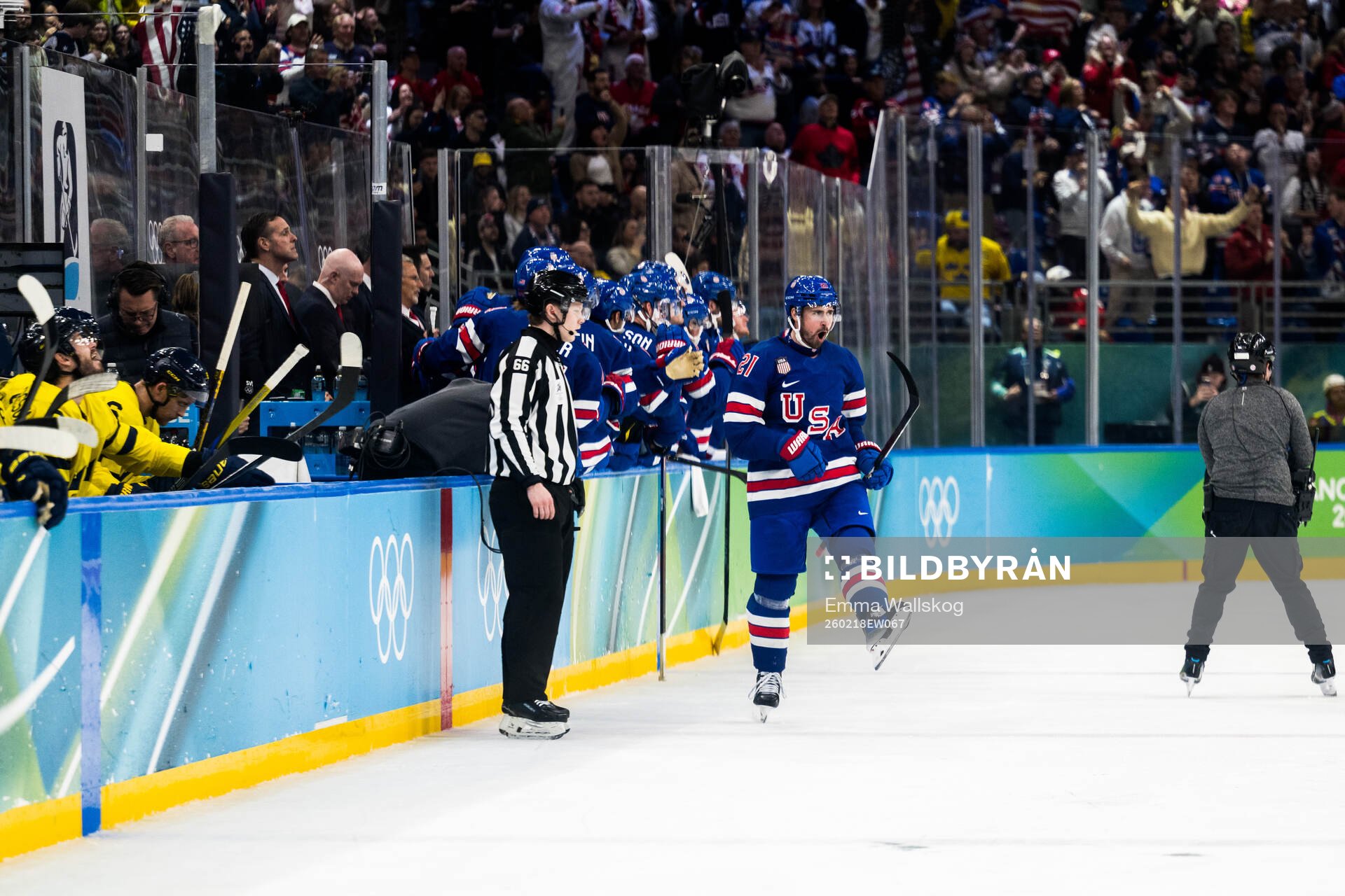 Dylan Larkin of USA celebrates