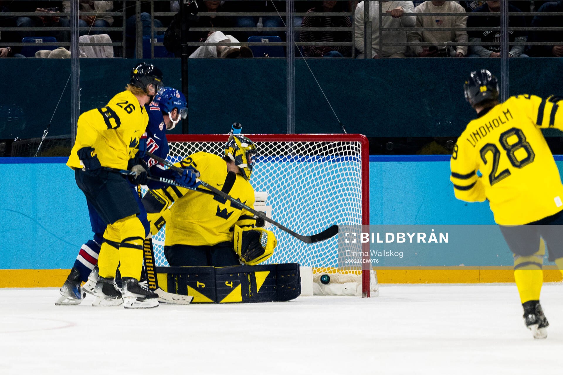 Goaltender Jacob Markström and Rasmus Dahlin of Sweden as