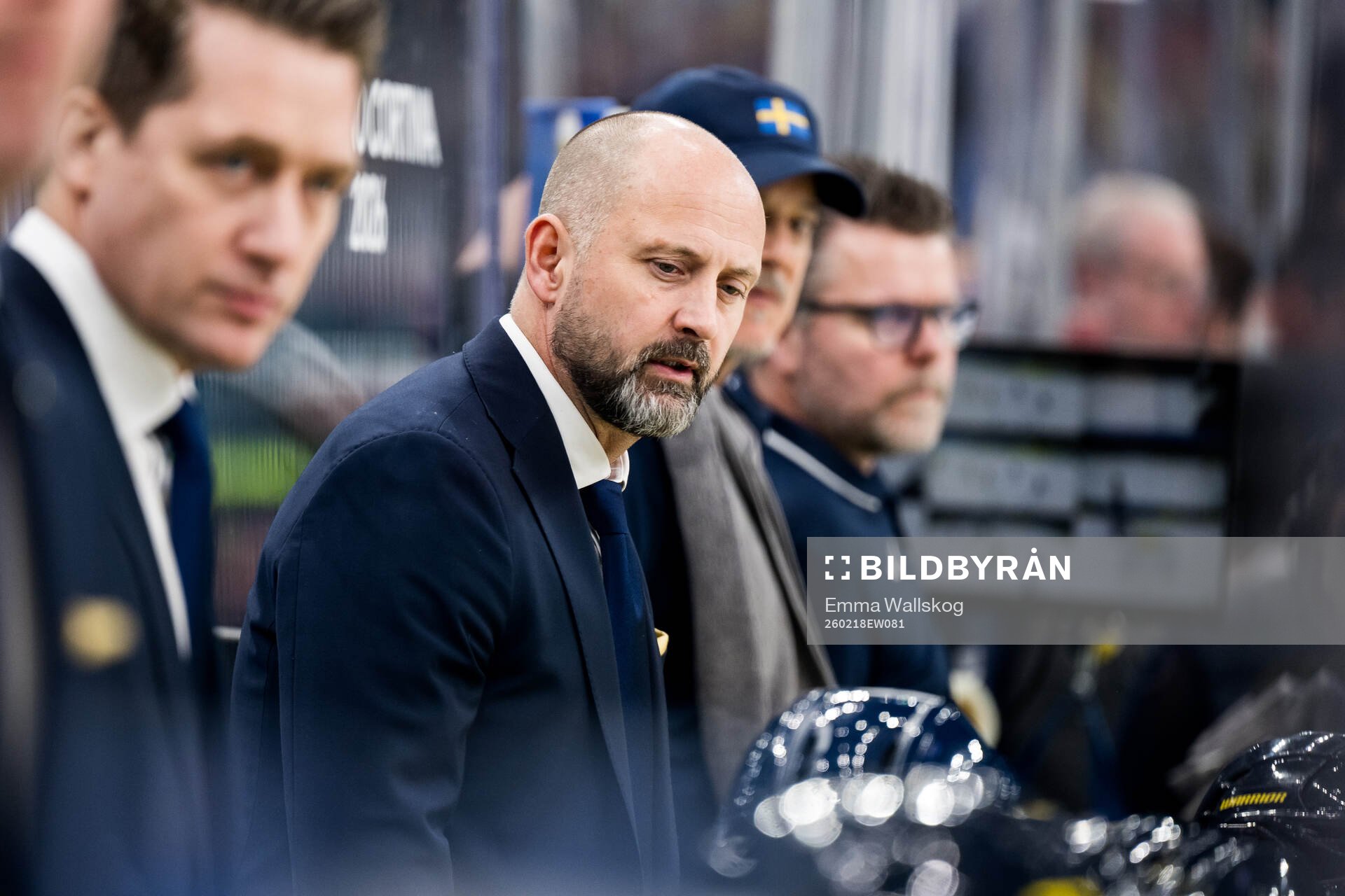 Assistant coach Anders Sörensen of Sweden in the men's ice
