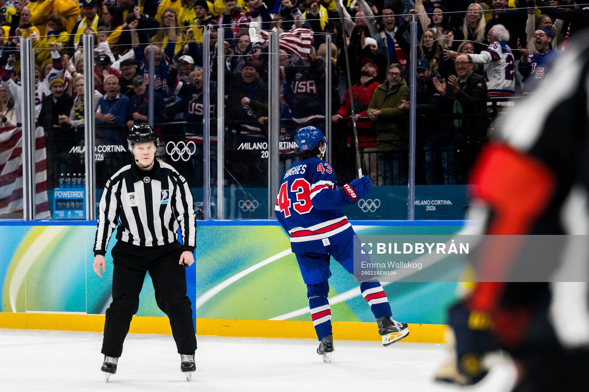 Quinn Hughes of USA celebrates