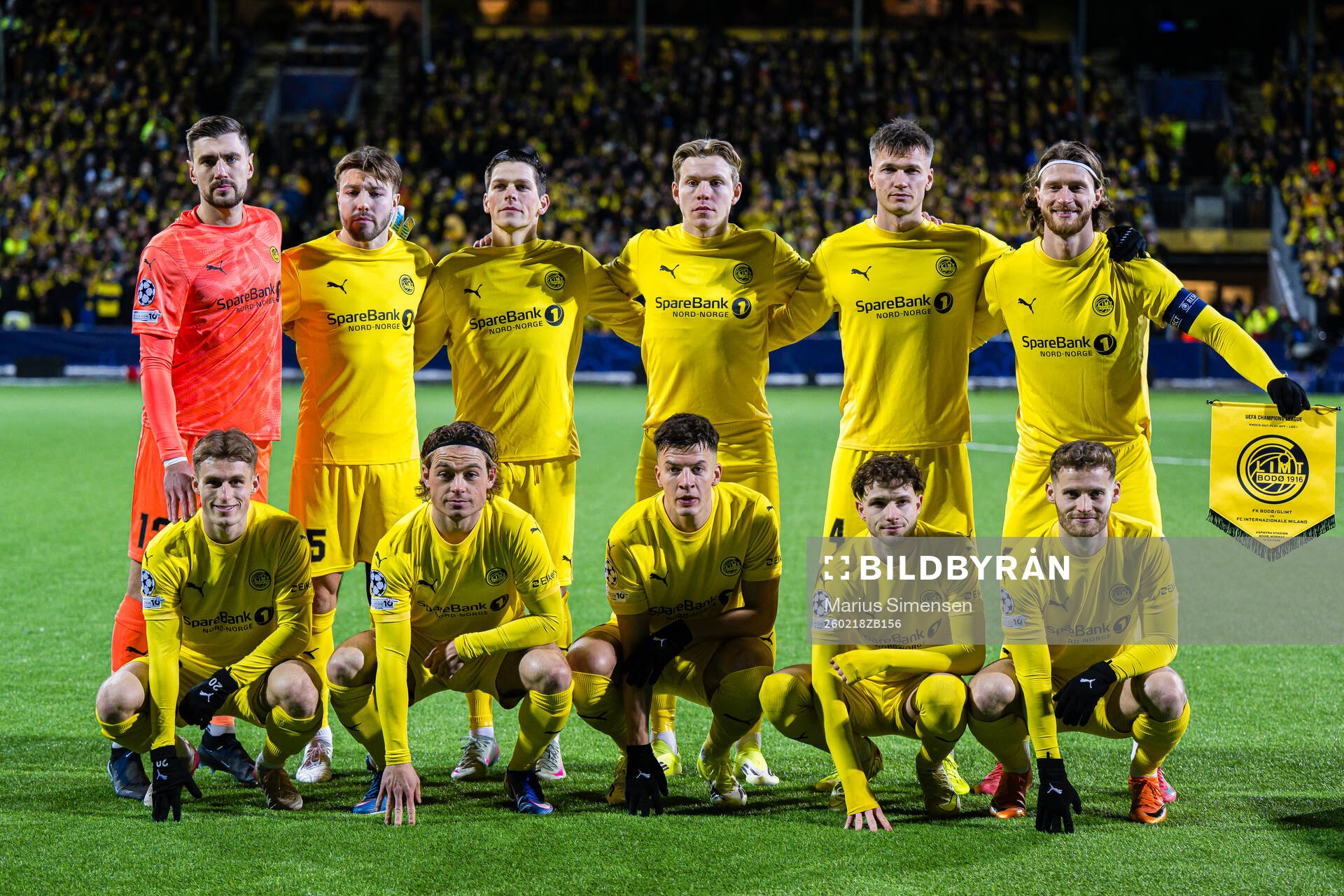 The starting eleven of Bodø/Glimt, from the top left;