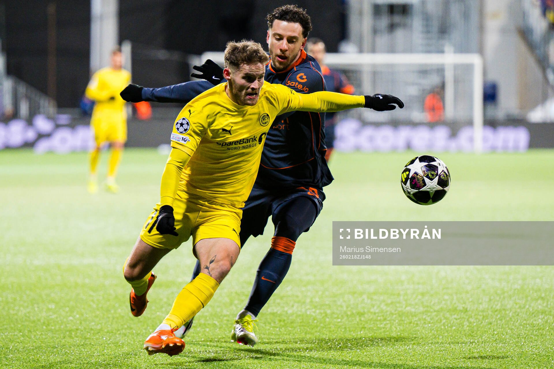 Ole Didrik Blomberg of Bodø/Glimt and Carlos Augusto of
