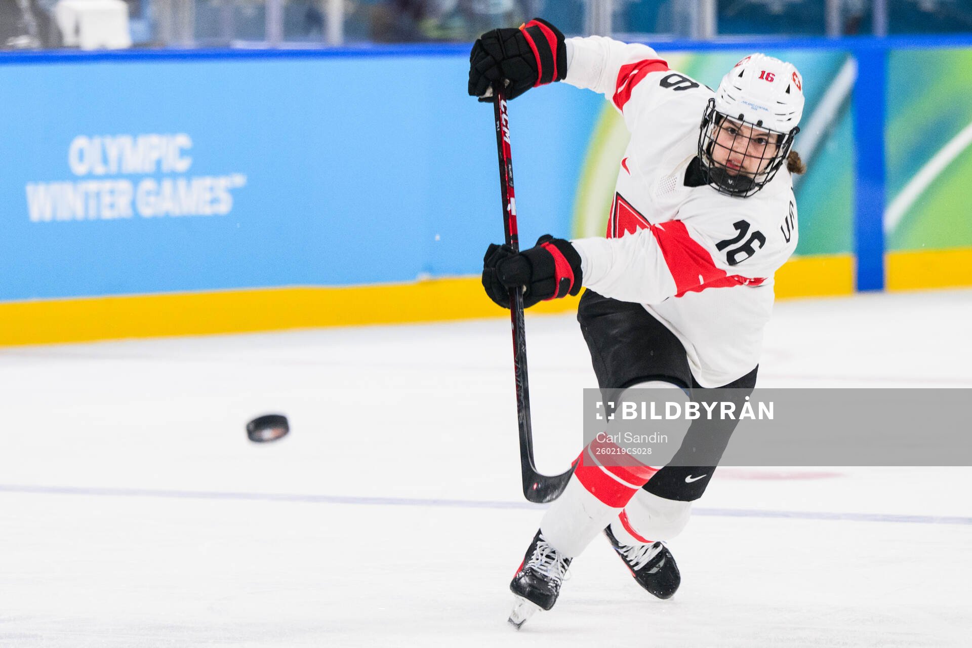 Nicole Vallario of Switzerland in the women's ice hockey