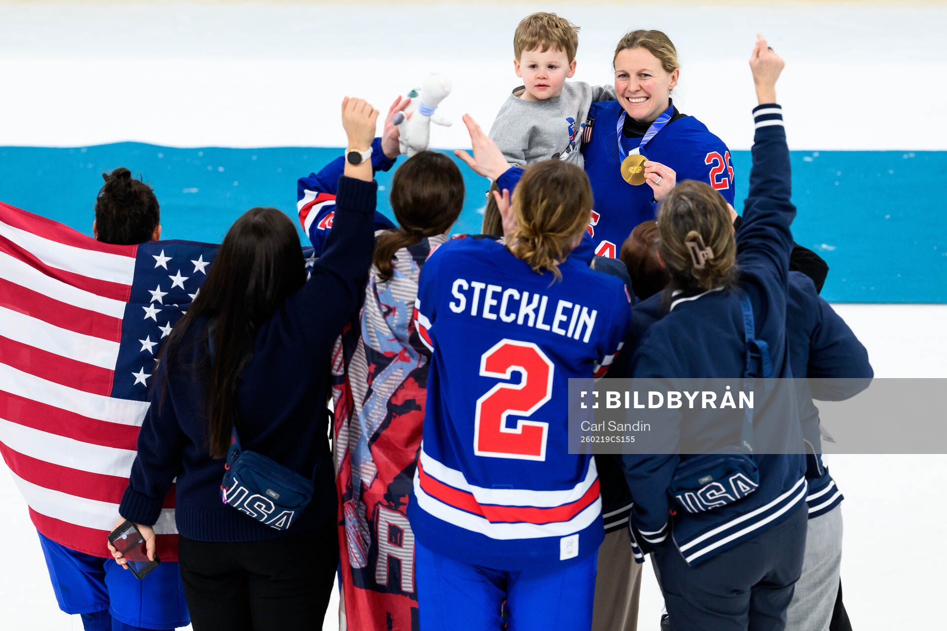Kendall Coyne of USA celebrates with her gold medal
