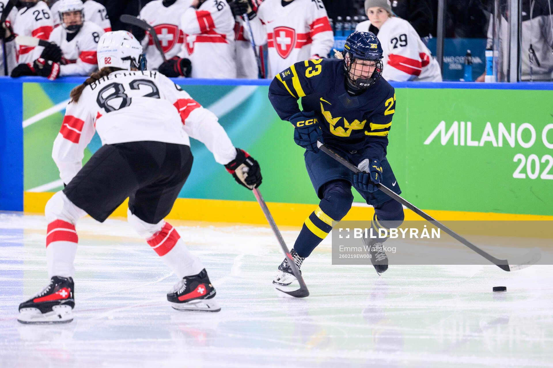 Thea Johansson of Sweden in the women's ice hockey bronze
