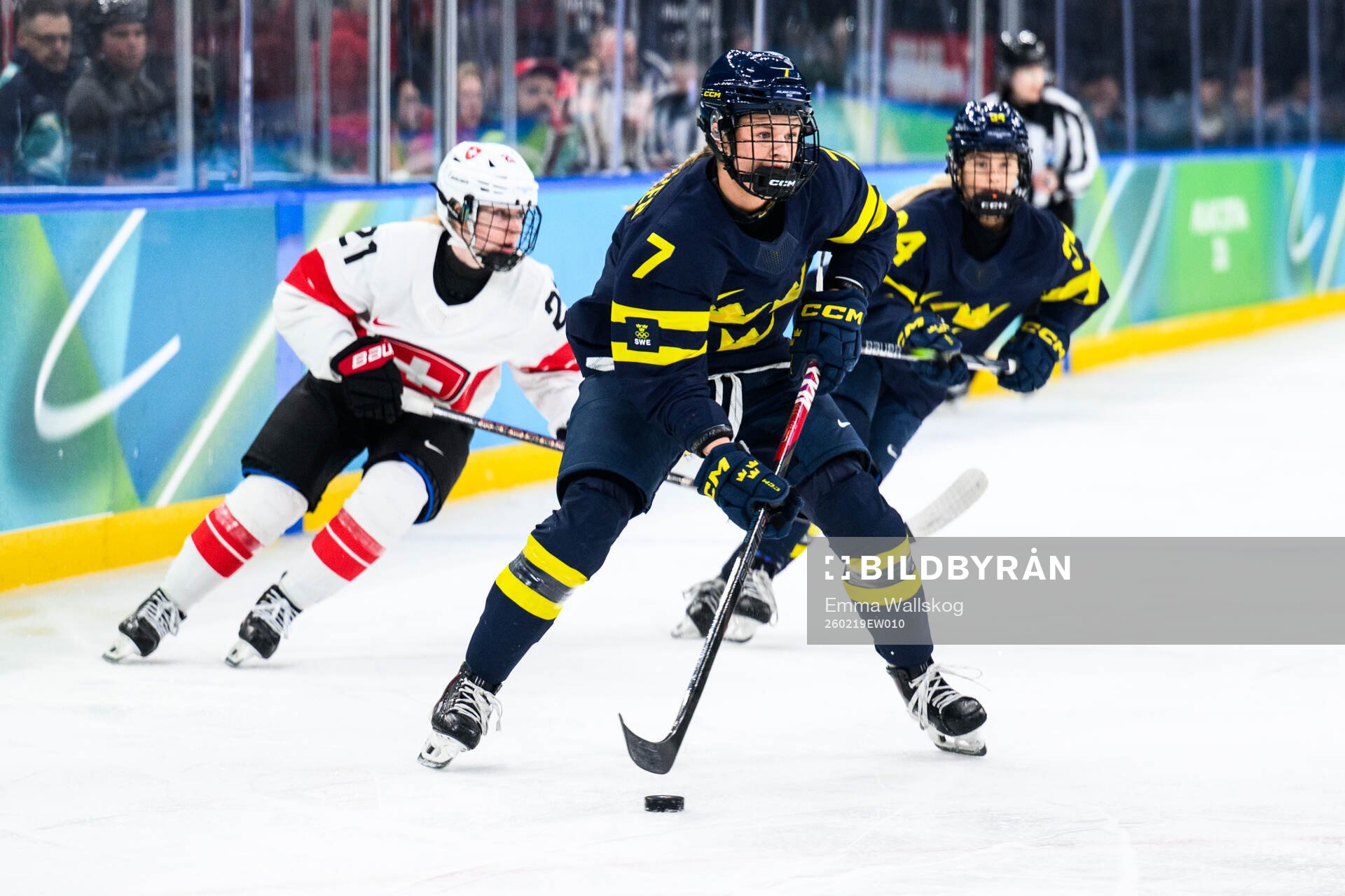 Mira Jungåker of Sweden in the women's ice hockey bronze