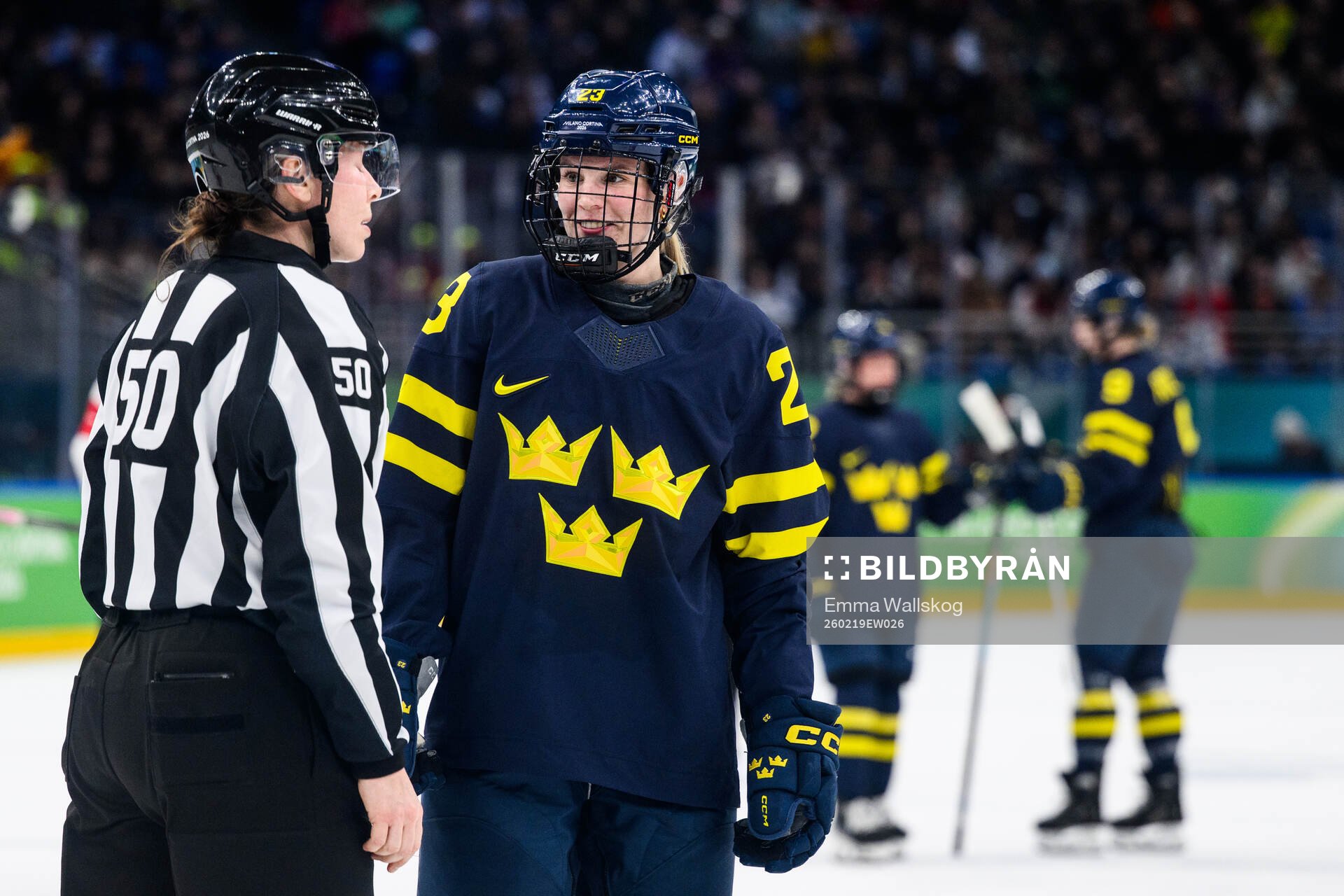 Thea Johansson of Sweden in the women's ice hockey bronze