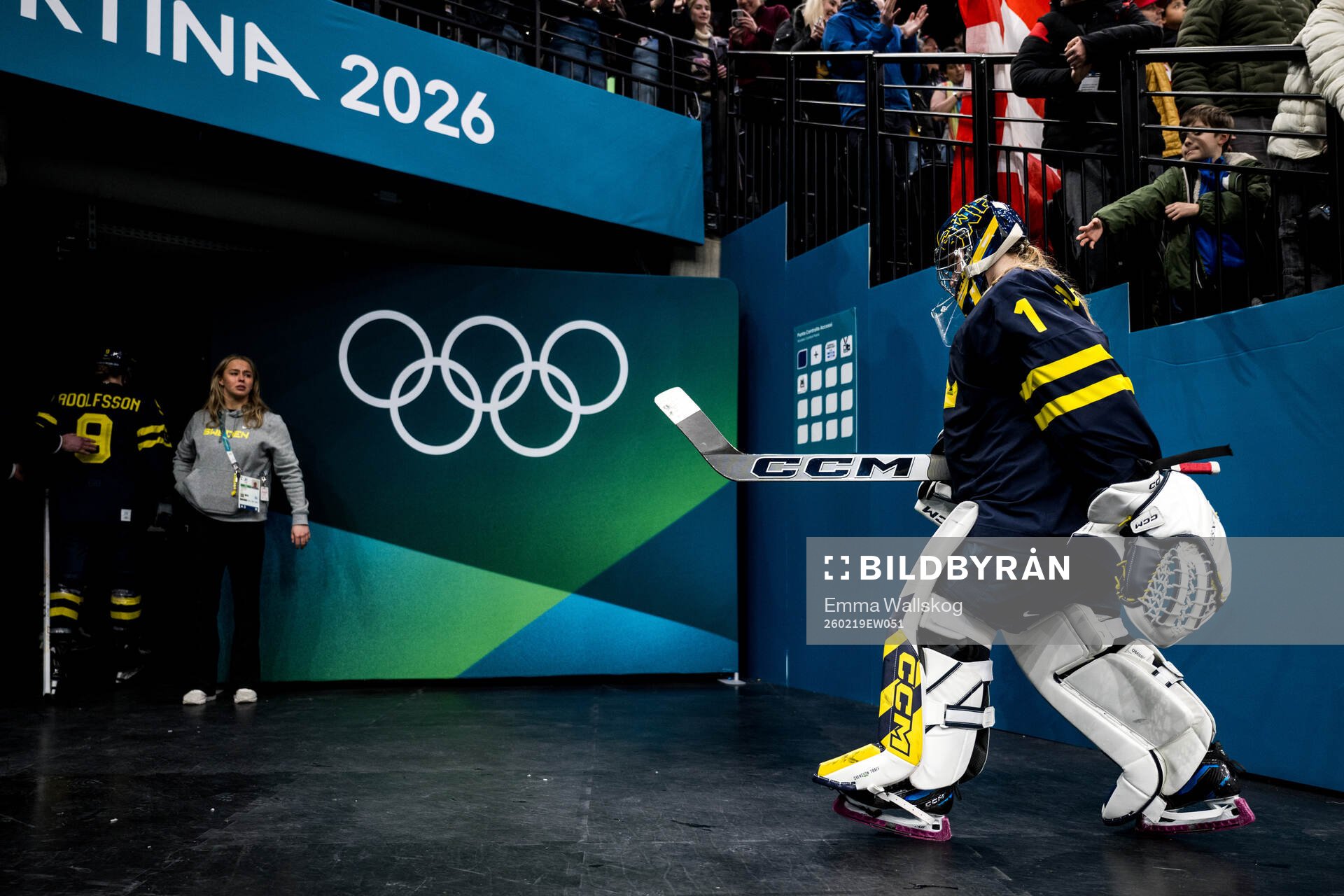 goaltender Ebba Svensson Träff of Sweden looks dejected