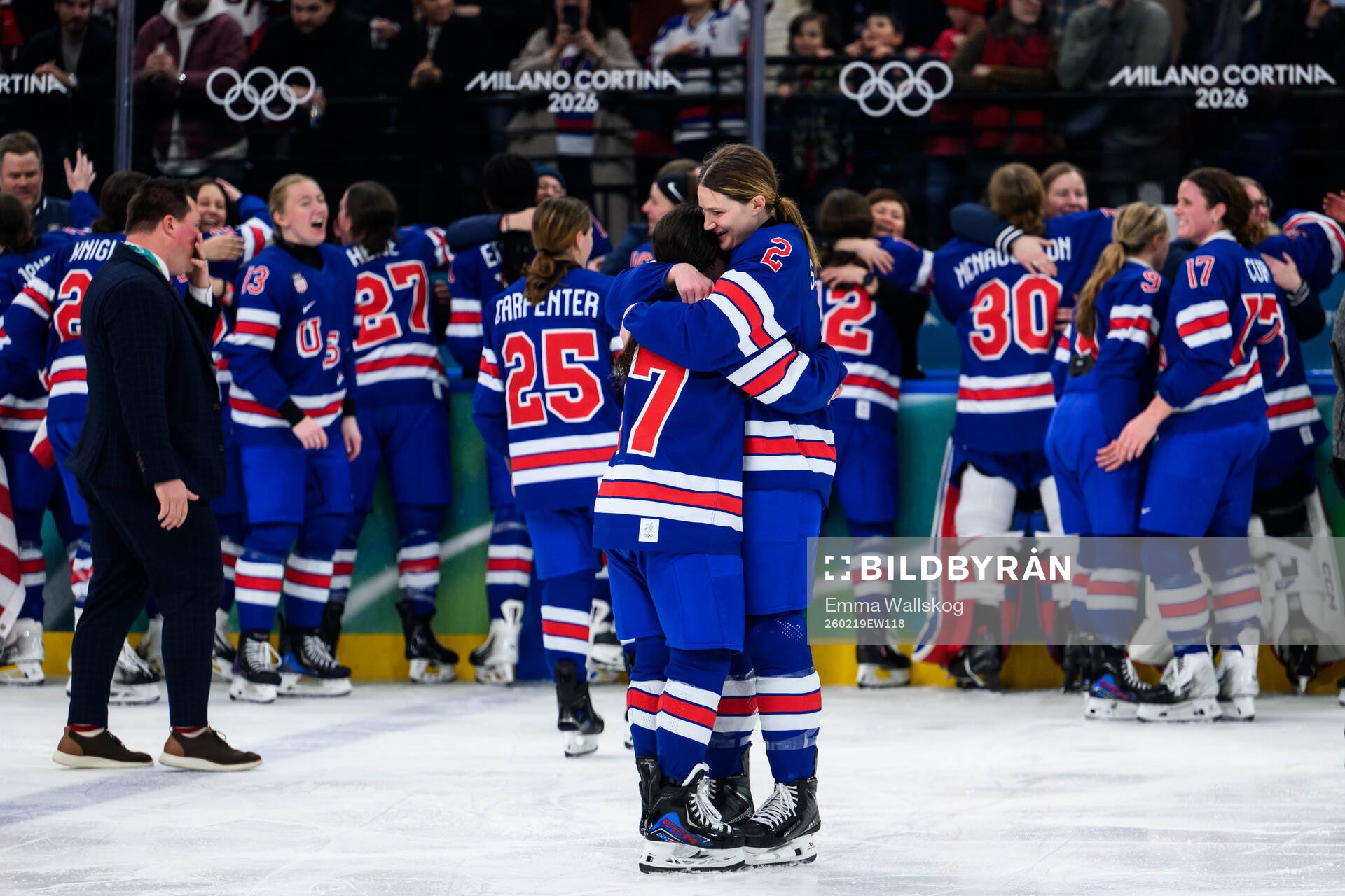 Abbey Murphy and Lee Stecklein of USA celebrate