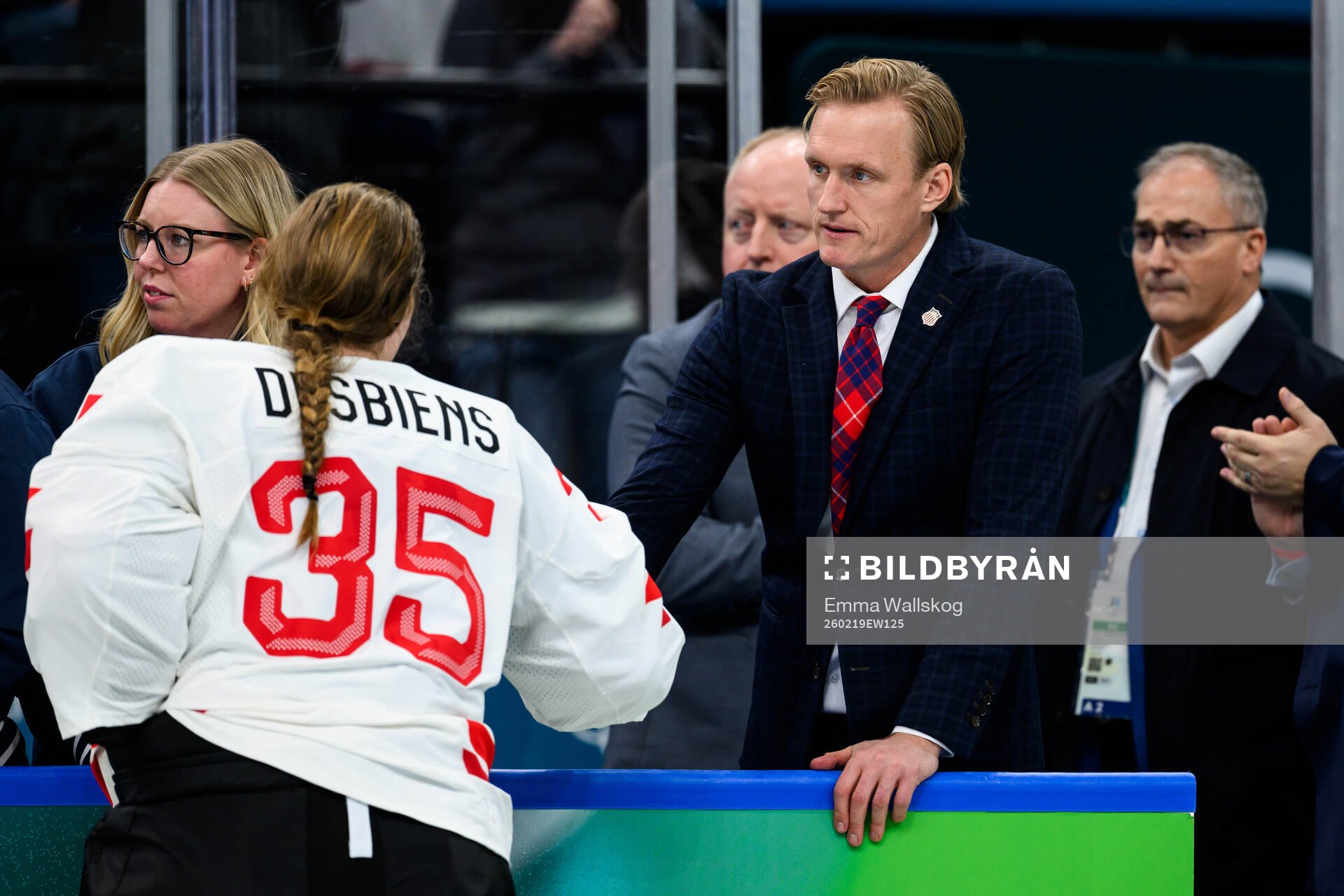 goaltender Ann-Renee Desbiens of Canada and Head coach John