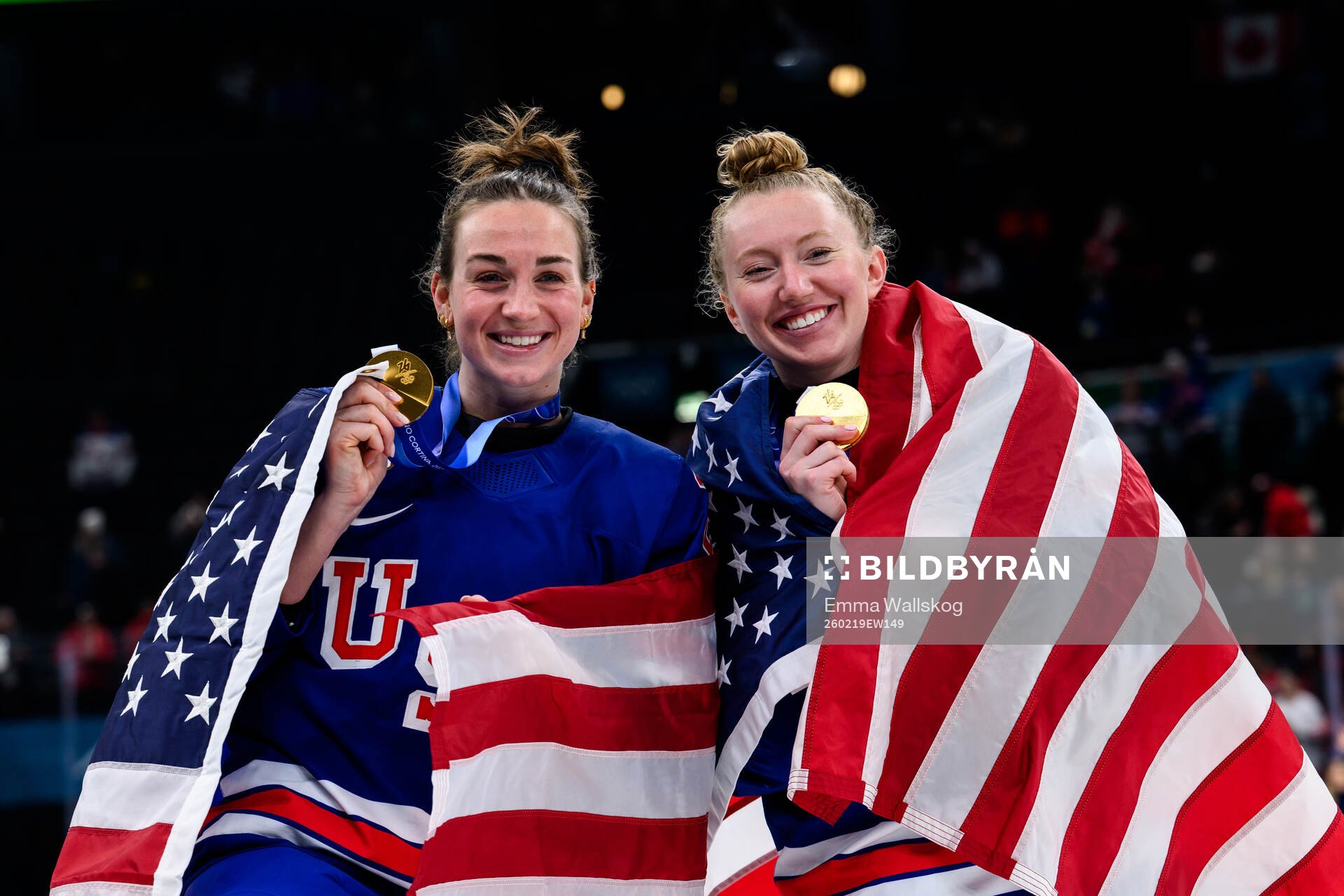 Taylor Heise and Grace Zumwinkle of USA celebrate with