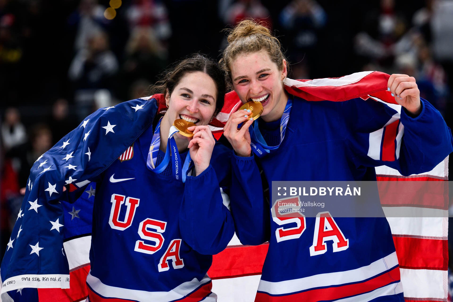 Abbey Murphy and Caroline Harvey of USA celebrate with