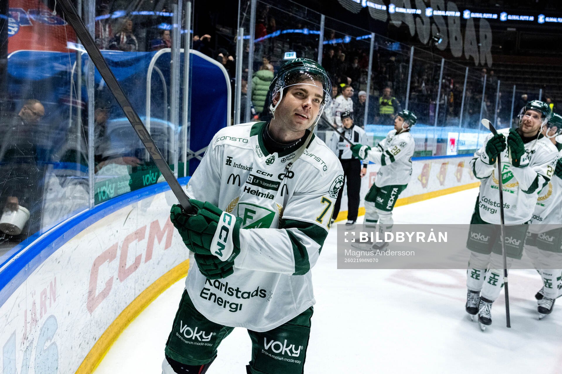 Färjestads Viktor Lodin jublar