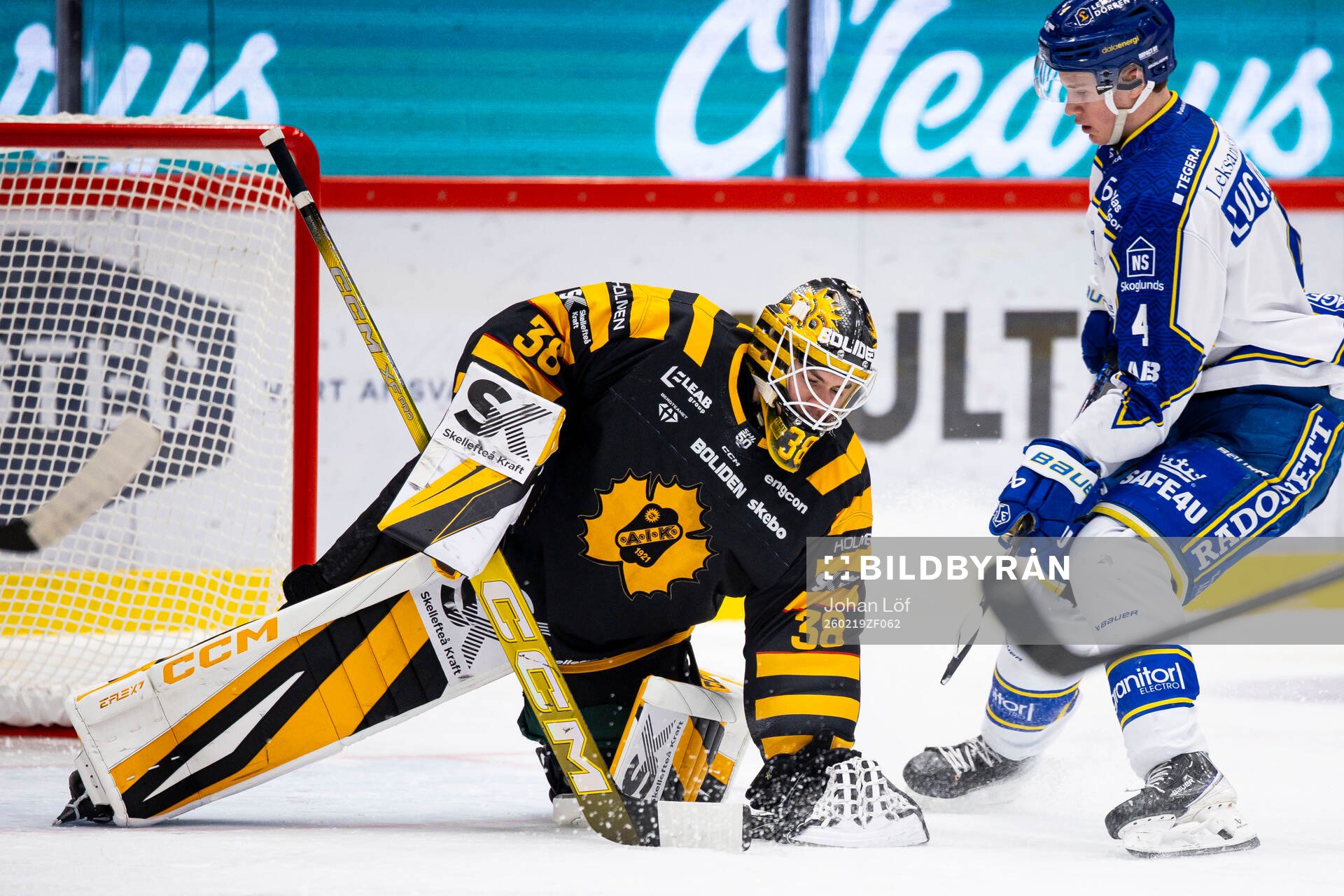 Skellefteås målvakt Strauss Mann och Leksands Tinus Luc