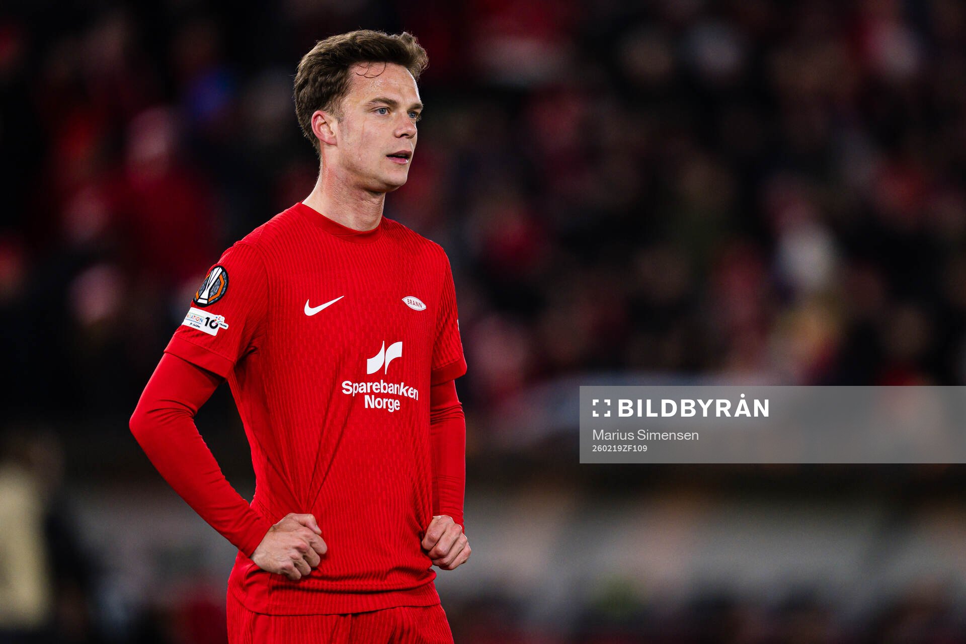Felix Horn Myhre of Brann looks dejected