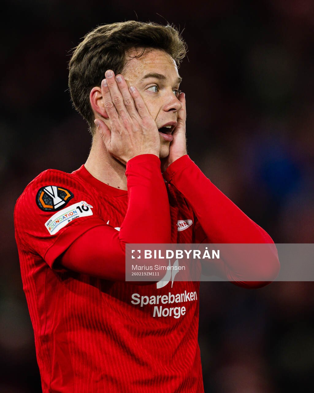 Felix Horn Myhre of Brann looks dejected
