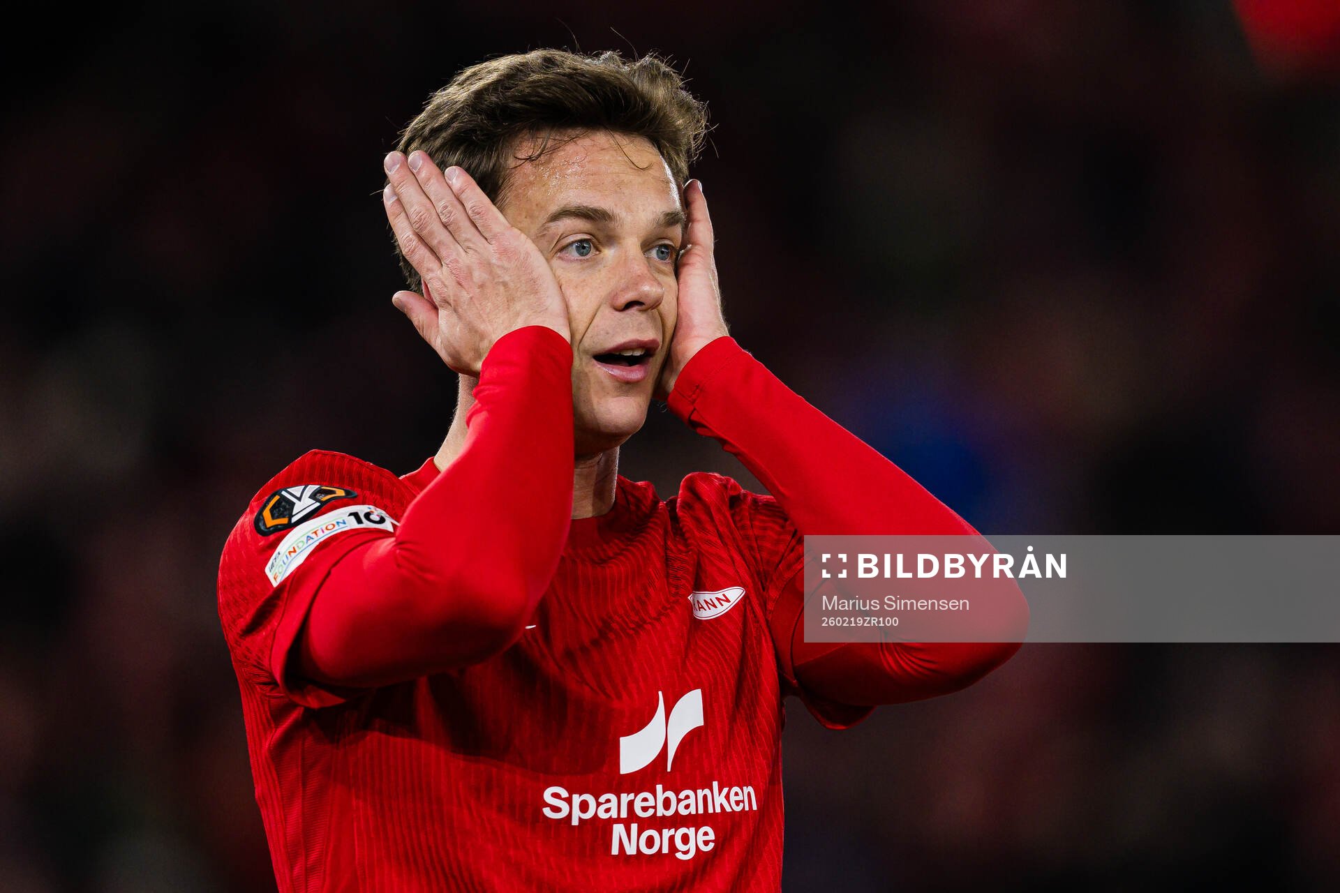 Felix Horn Myhre of Brann looks dejected
