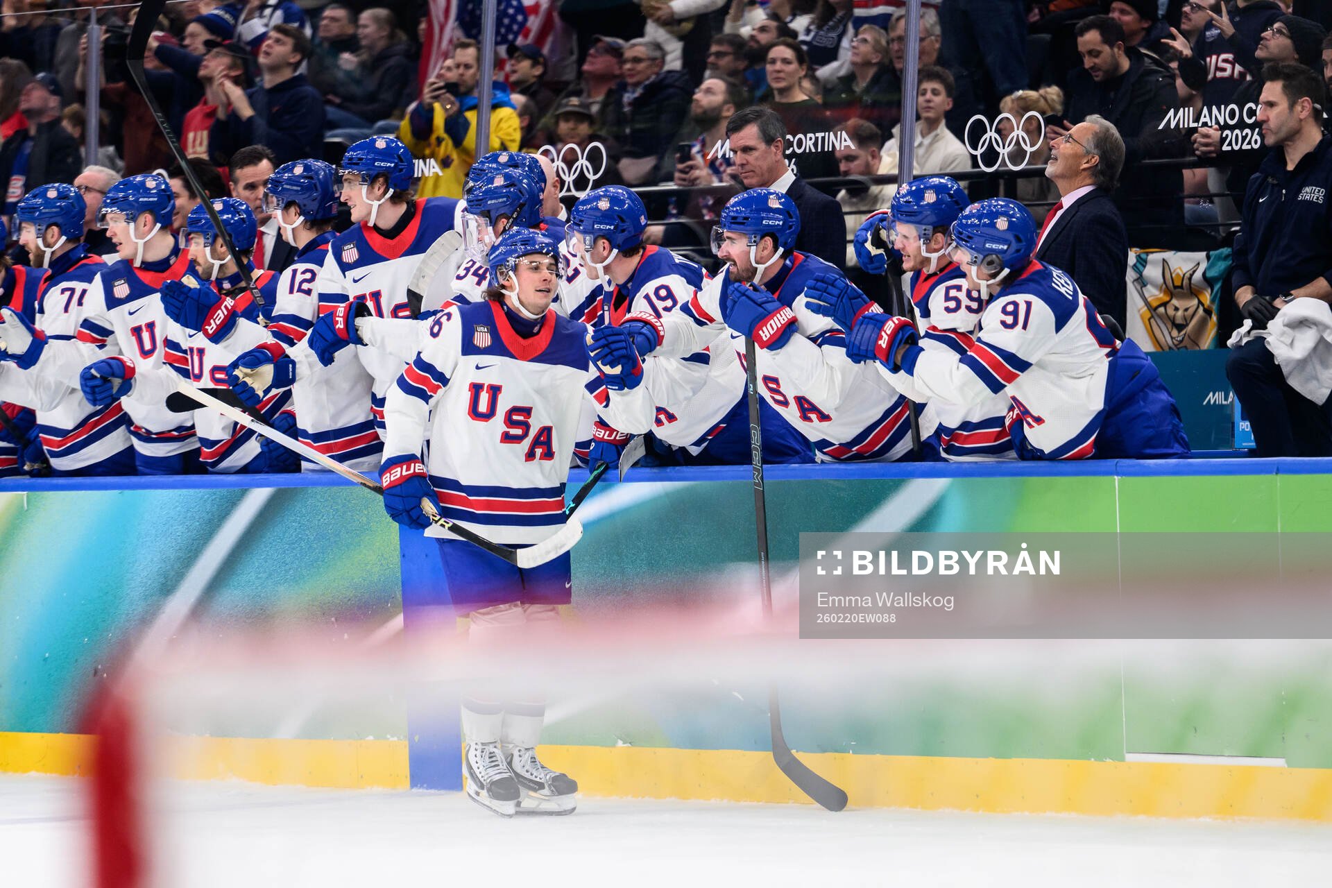 Jack Hughes of USA celebrates