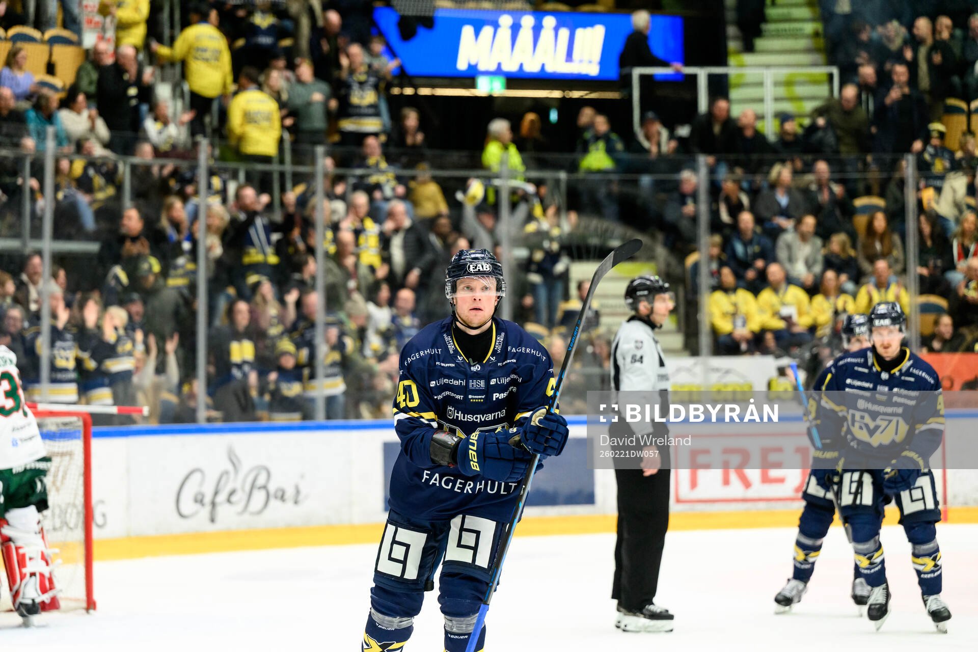 HV71s Oskar Stål-Lyrenäs jublar