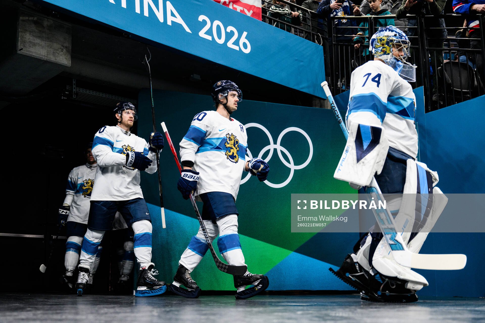 Joel Armia, Sebastian Aho and goaltender Juuse Saros of