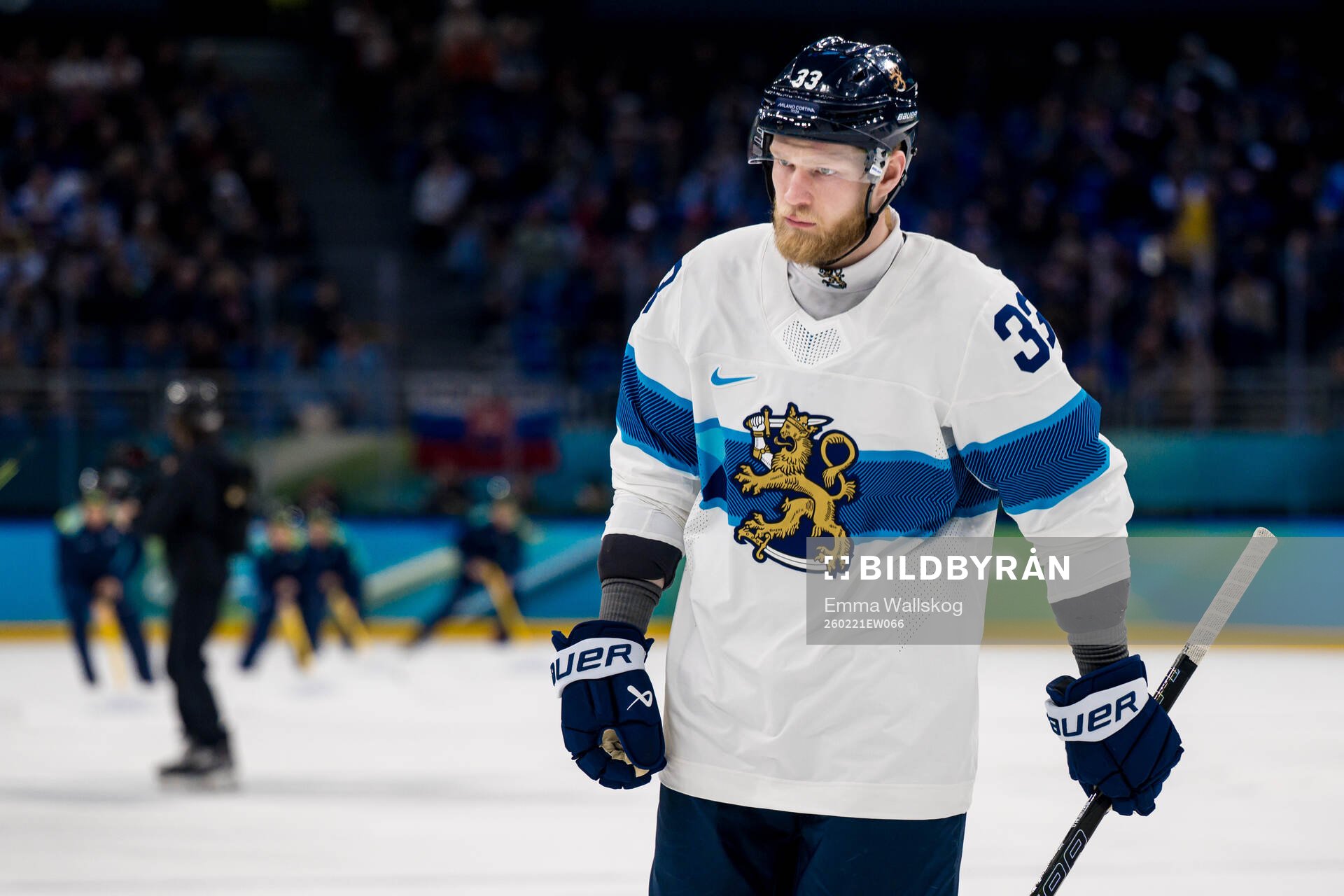 Nikolas Matinpalo of Finland n the men's ice hockey bronze