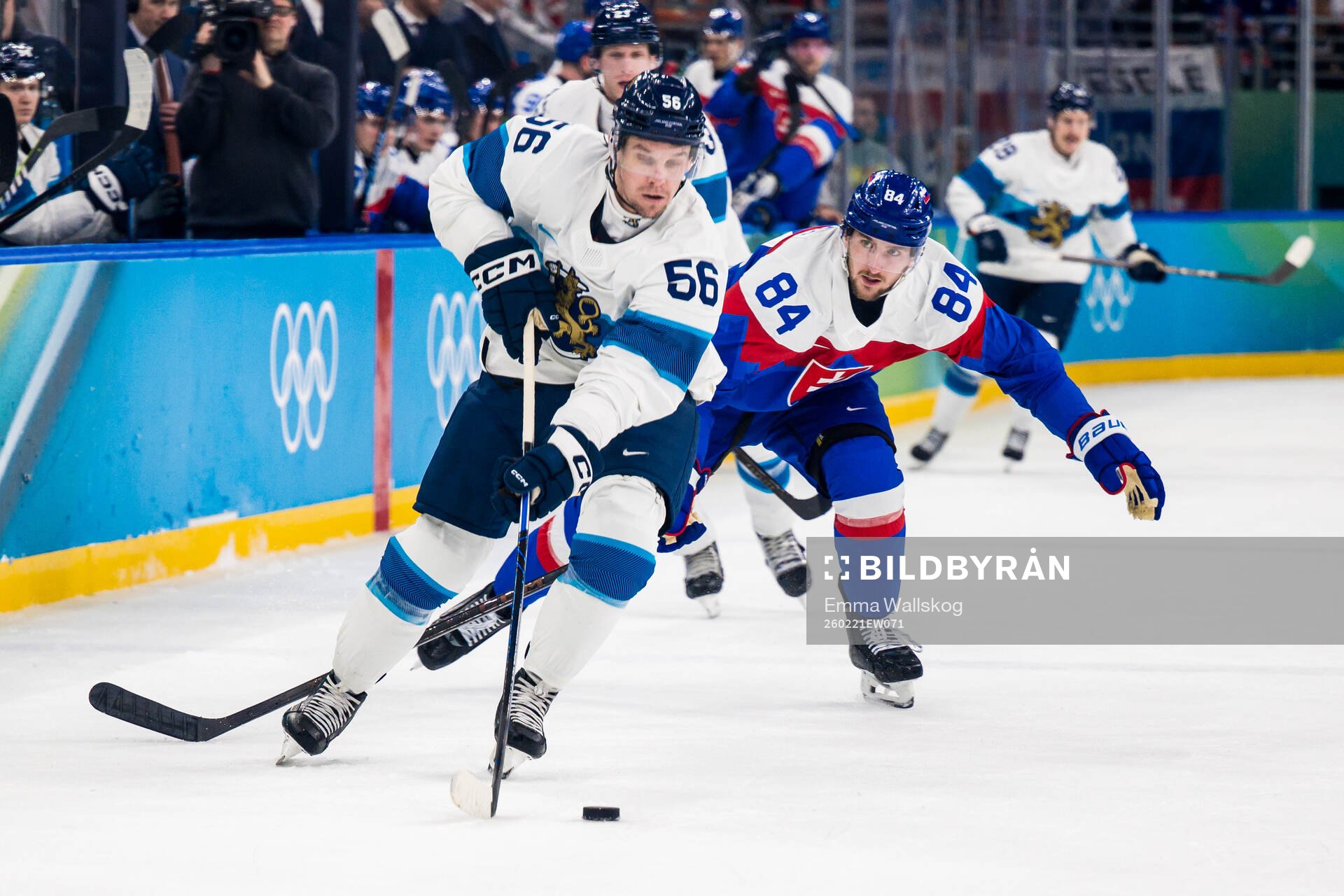 Erik Haula of Finland and Pavol Regenda of Slovakia in the