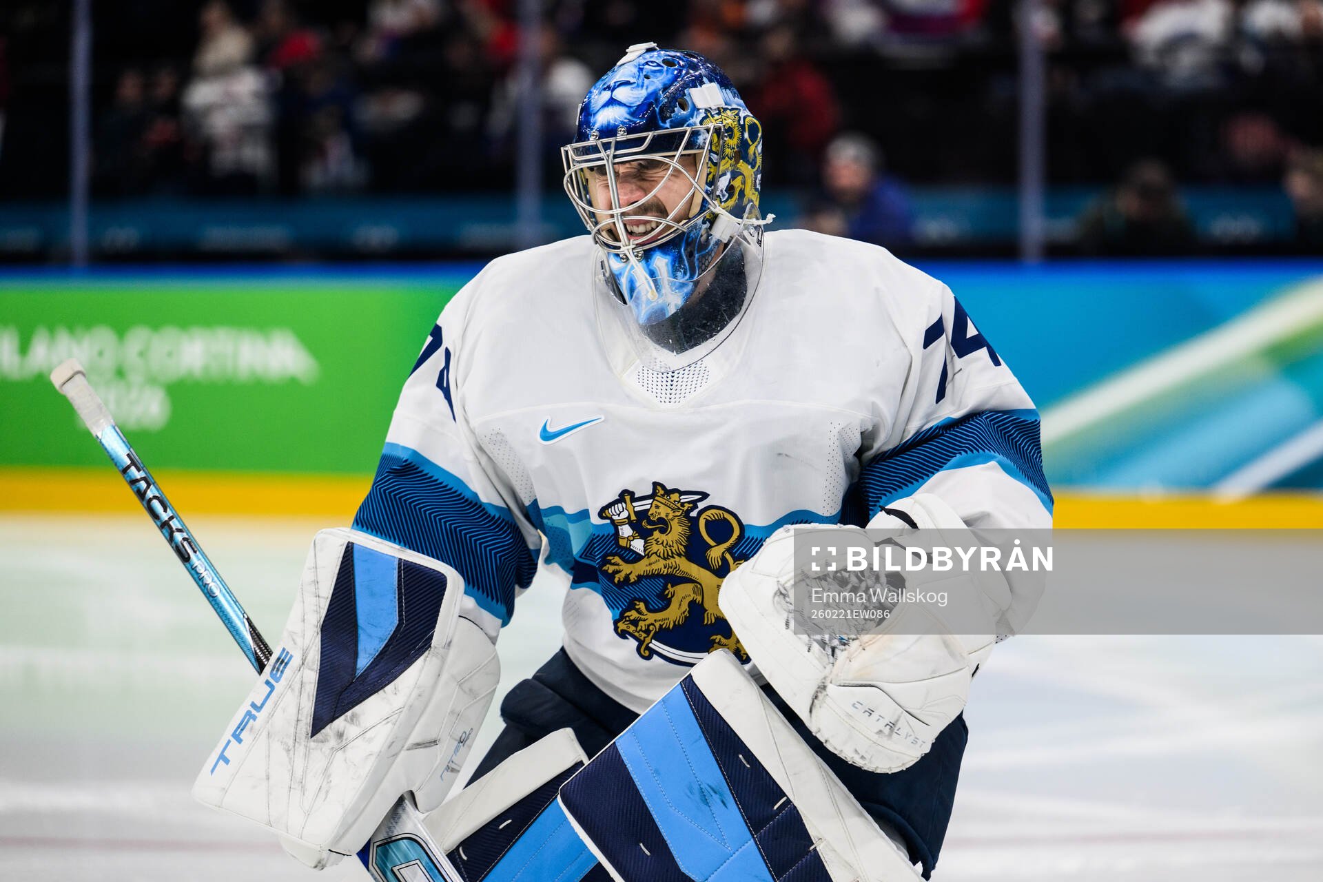 Goaltender Juuse Saros of Finland  in the men's ice hockey