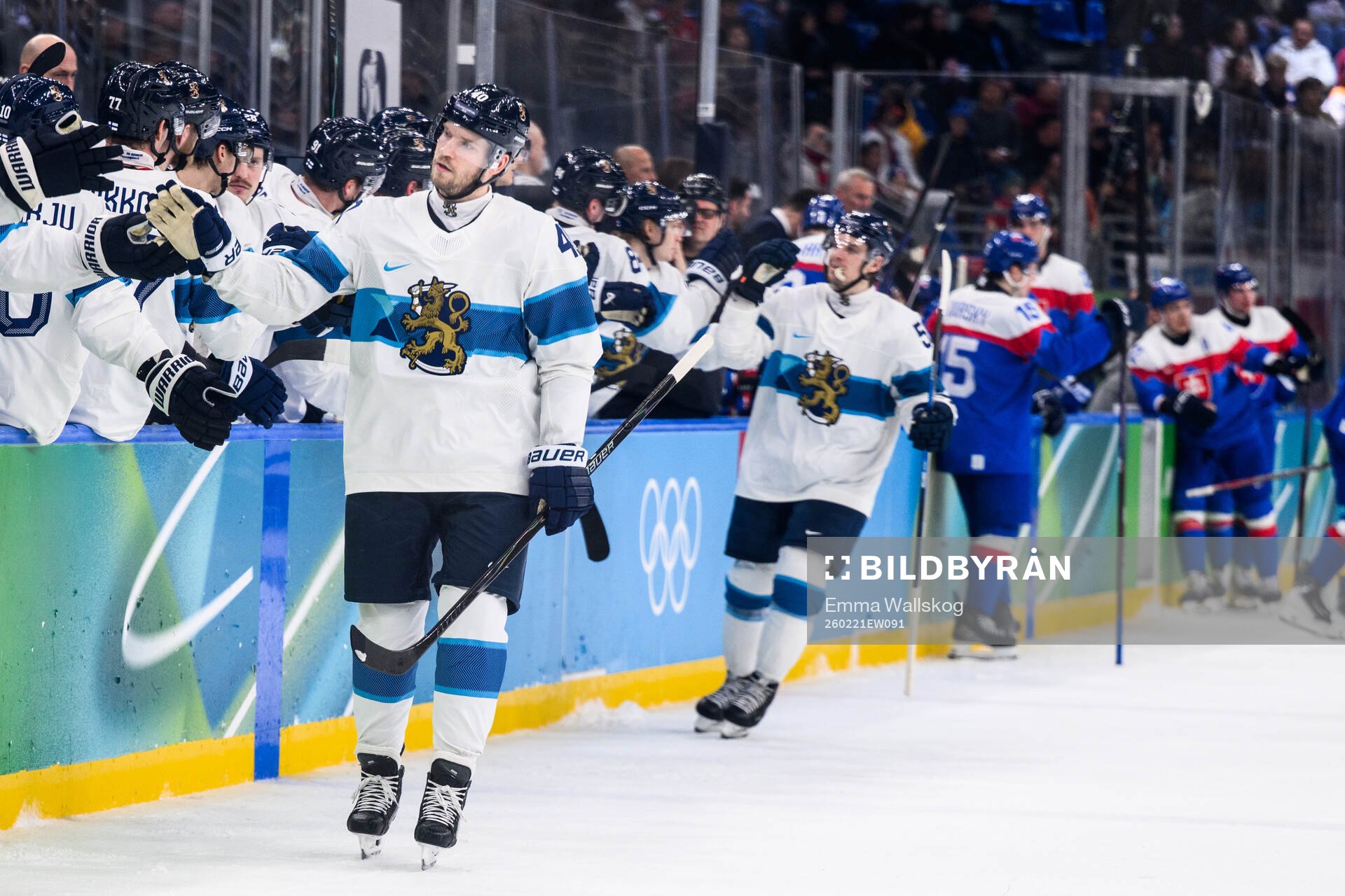 Joel Armia of Finland celebrates scoring 1-5 in the men's