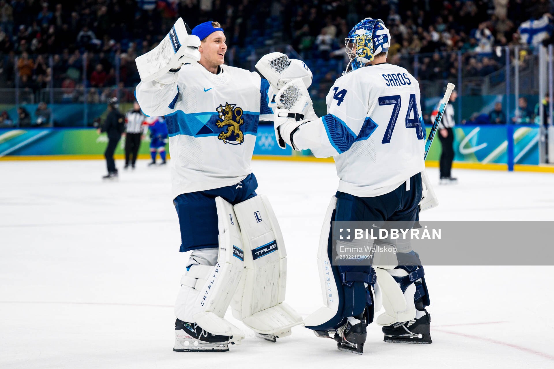 Goaltender Kevin Lankinen and goaltender Juuse Saros of