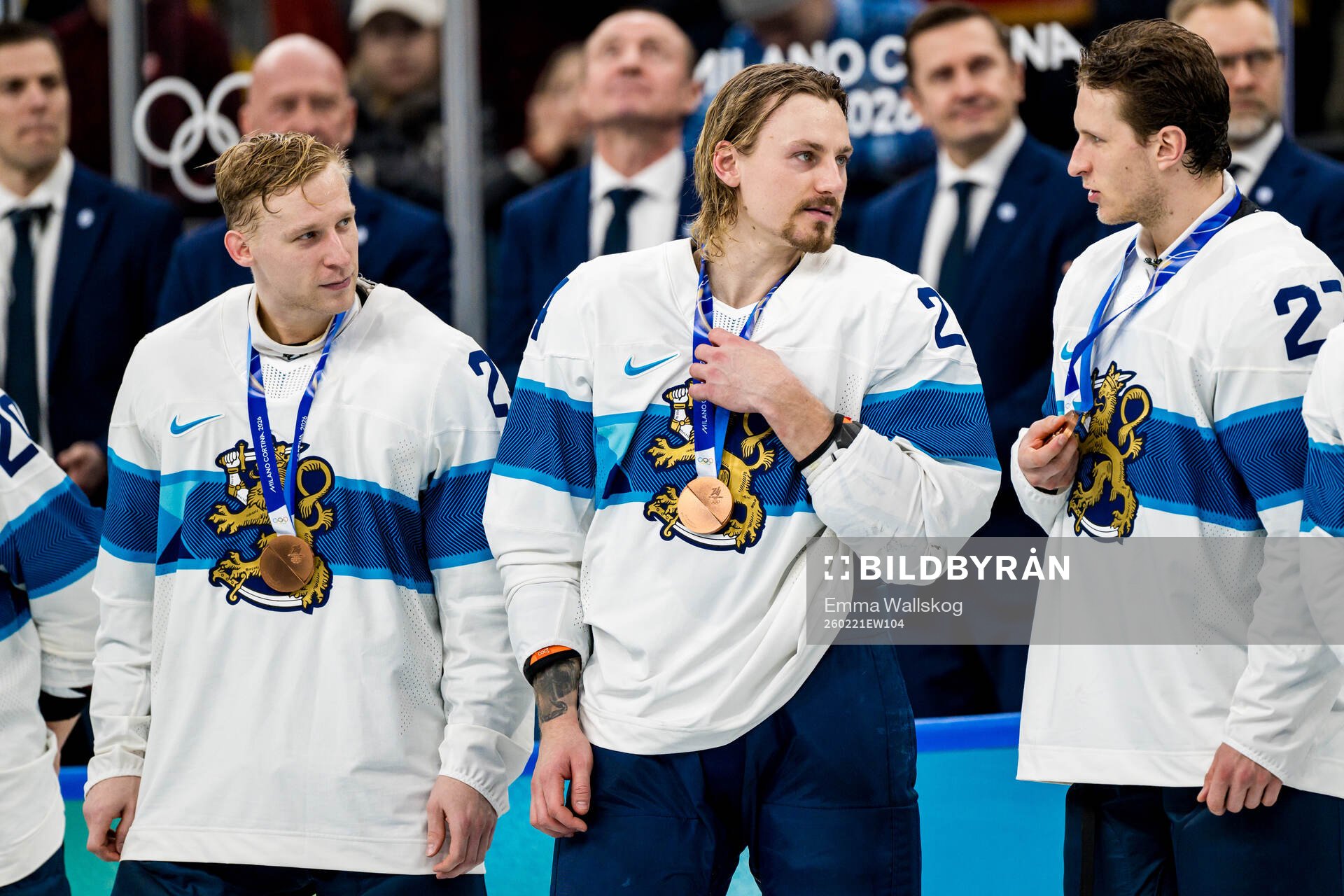 Esa Lindell, Roope Hintz and Eetu Luostarinen of Finland