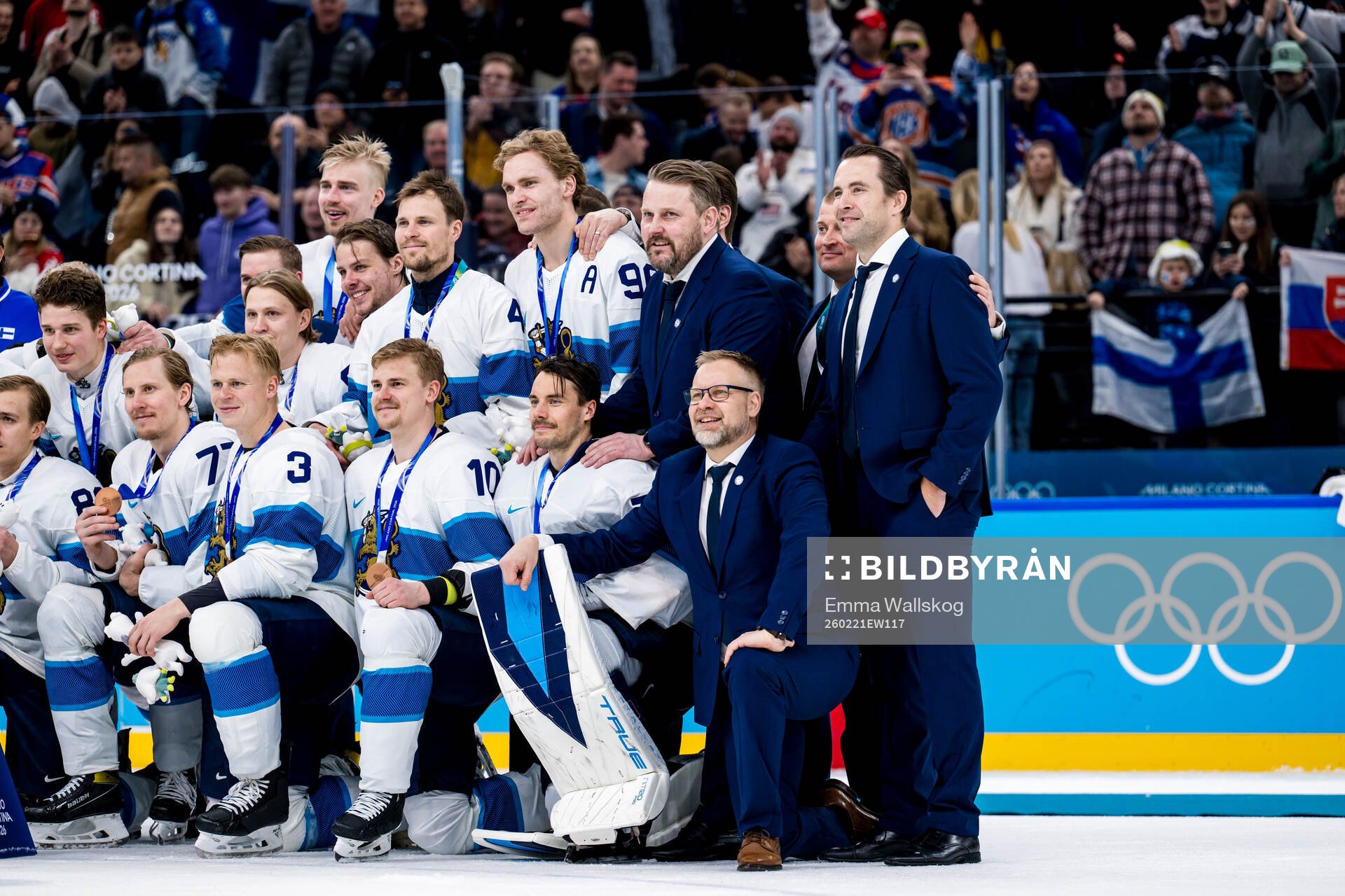 Head coach Antti Pennanen of Finland celebrate with their