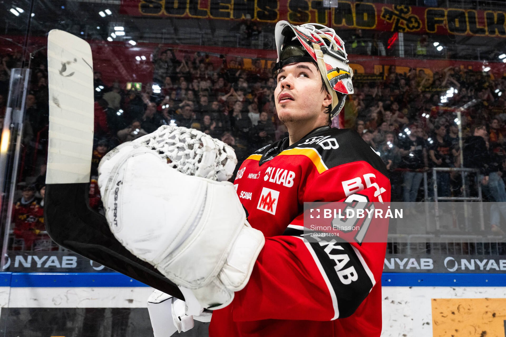 Luleås målvakt Matteus Ward jublar