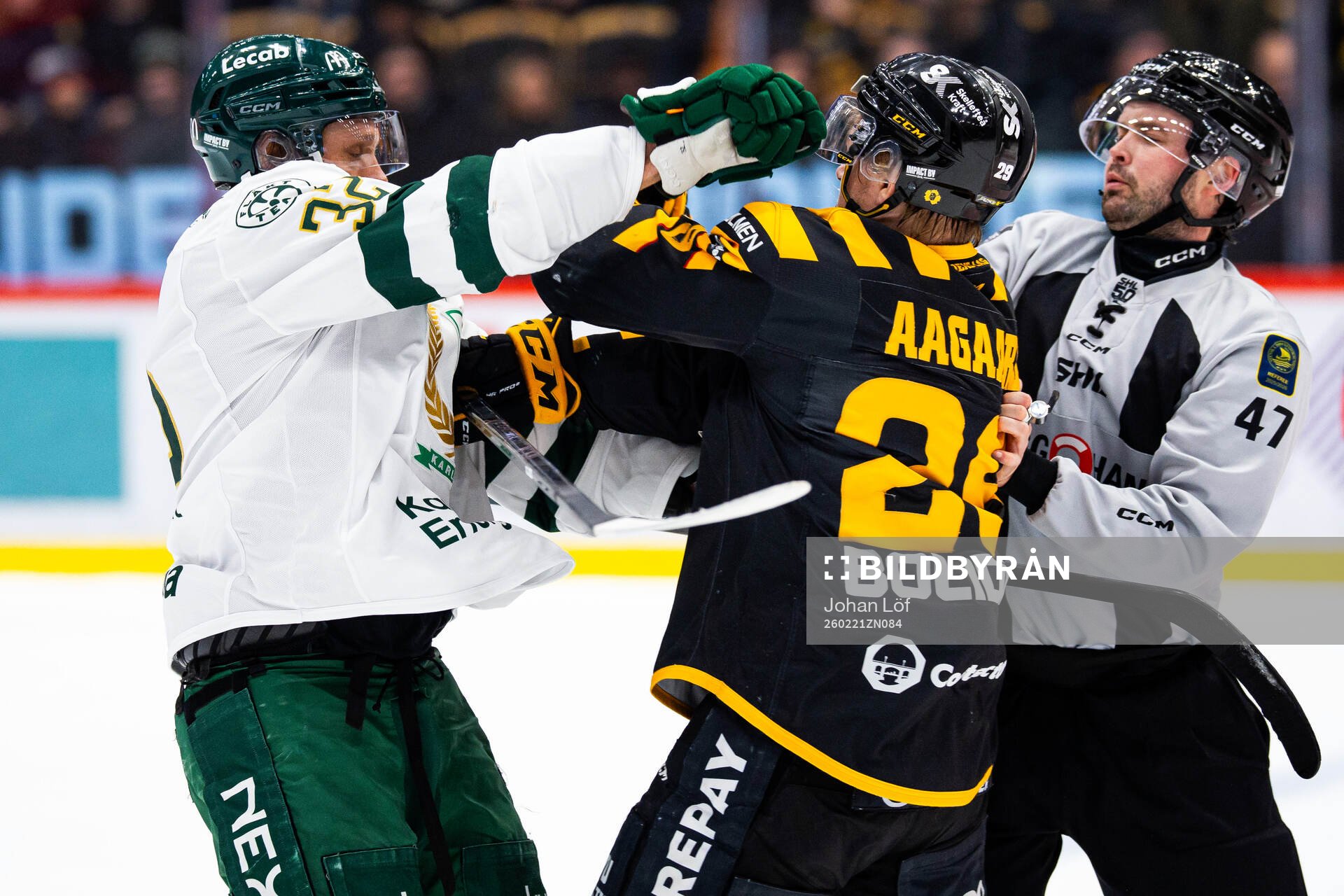 Färjestads Magnus Nygren och Skellefteås Mikkel Aagaard