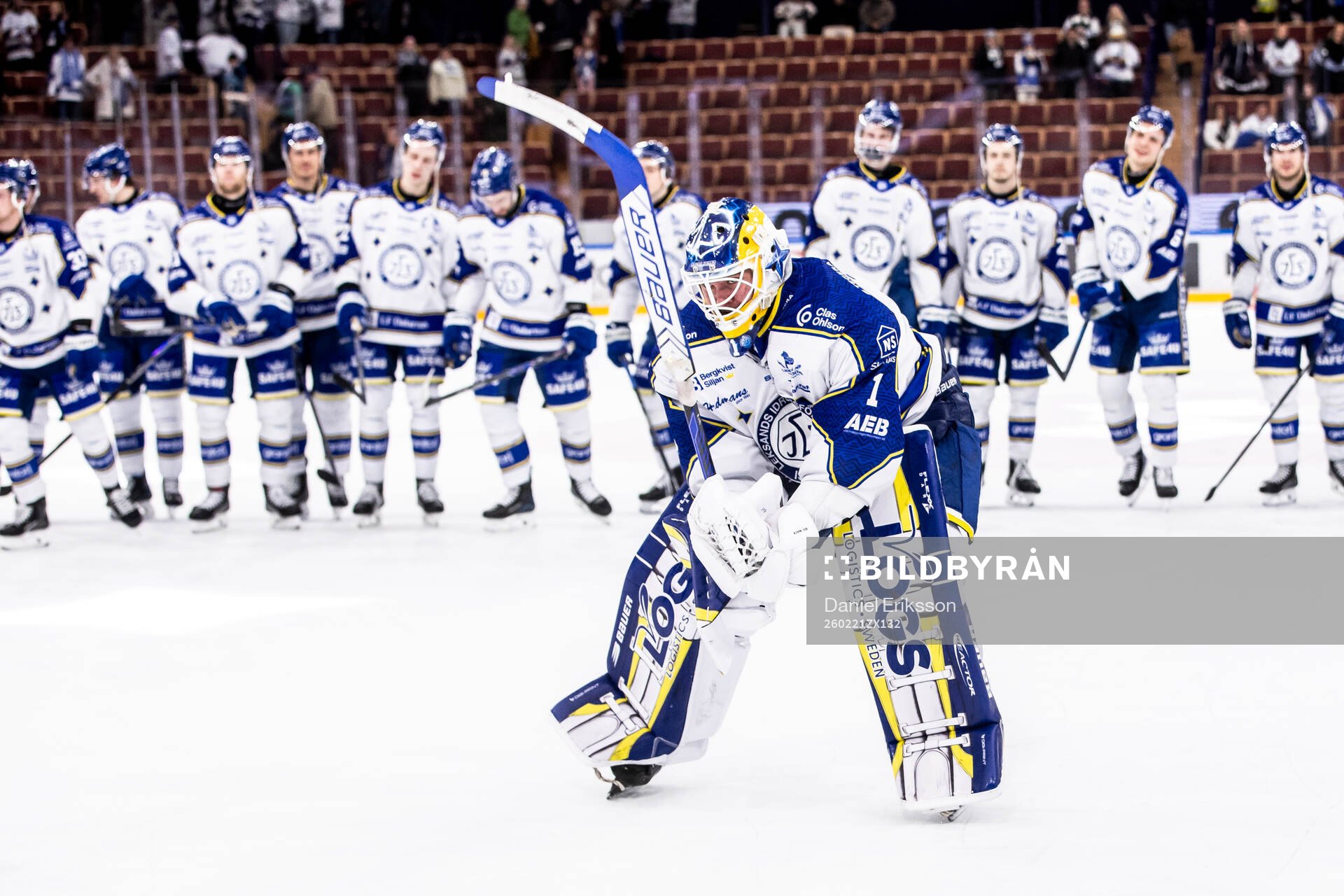 Leksands målvakt Marcus Gidlöf jubel