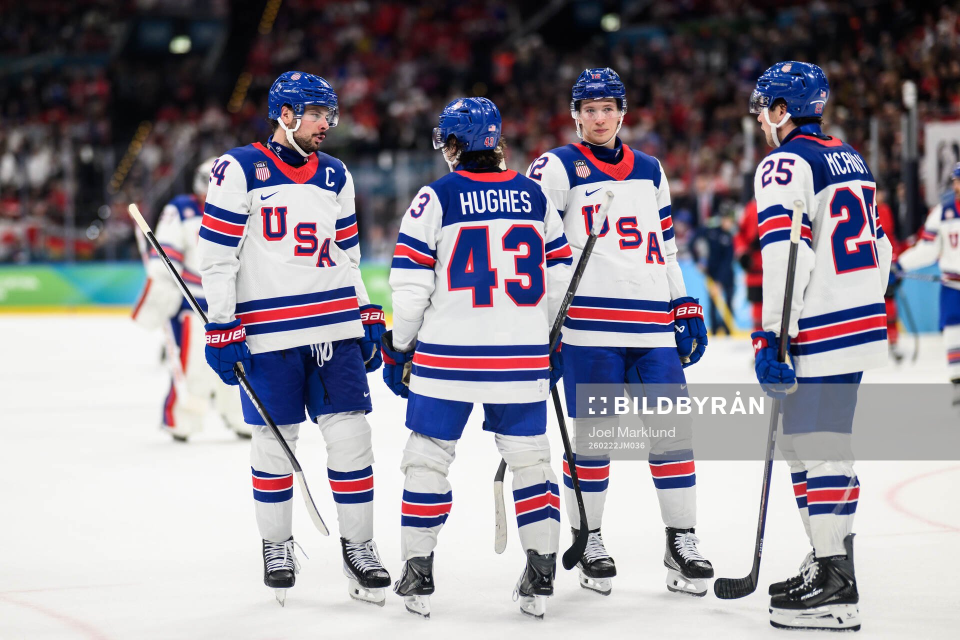 Auston Matthews, Quinn Hughes, Matt Boldy and Charlie