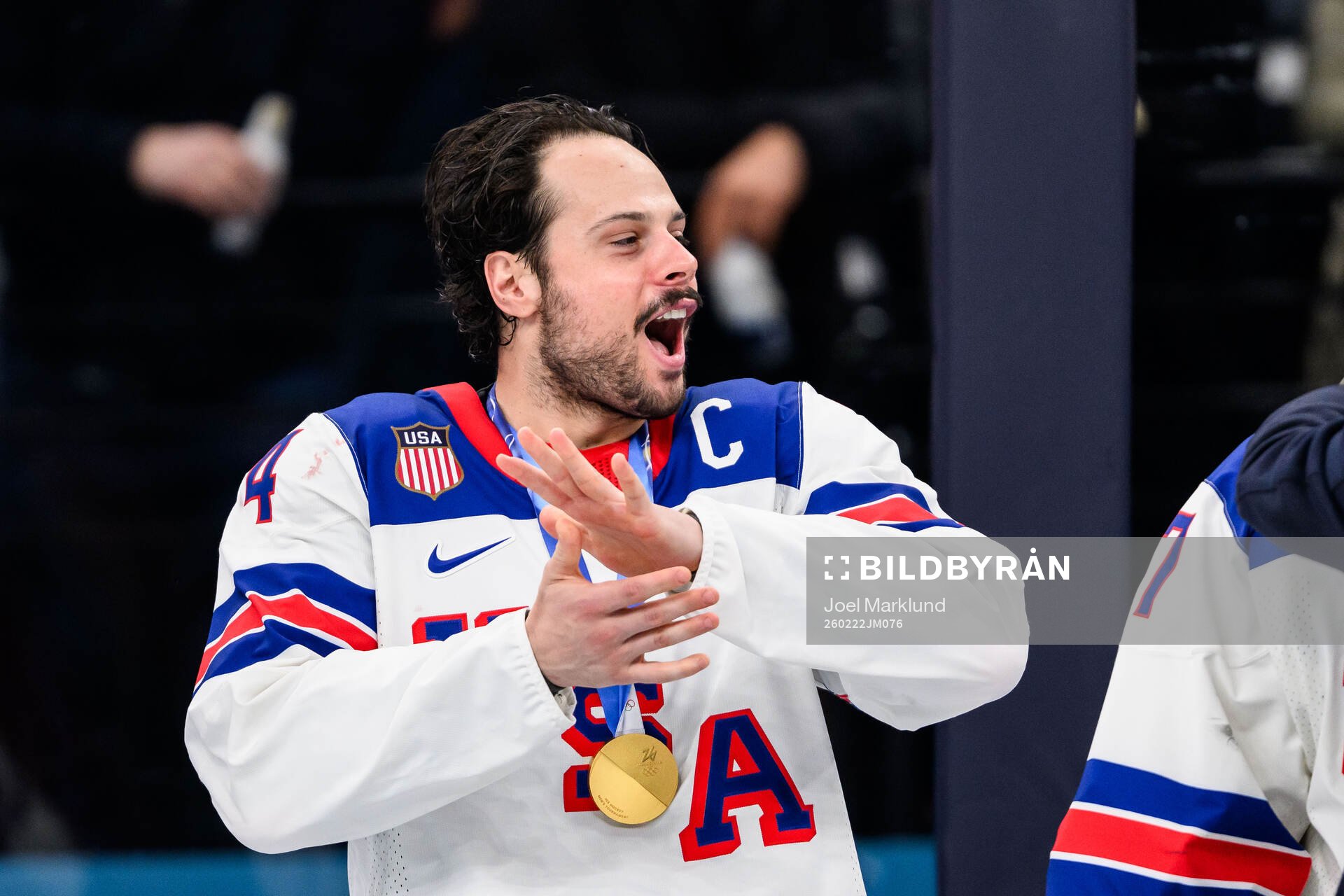 Auston Matthews of USA celebrates