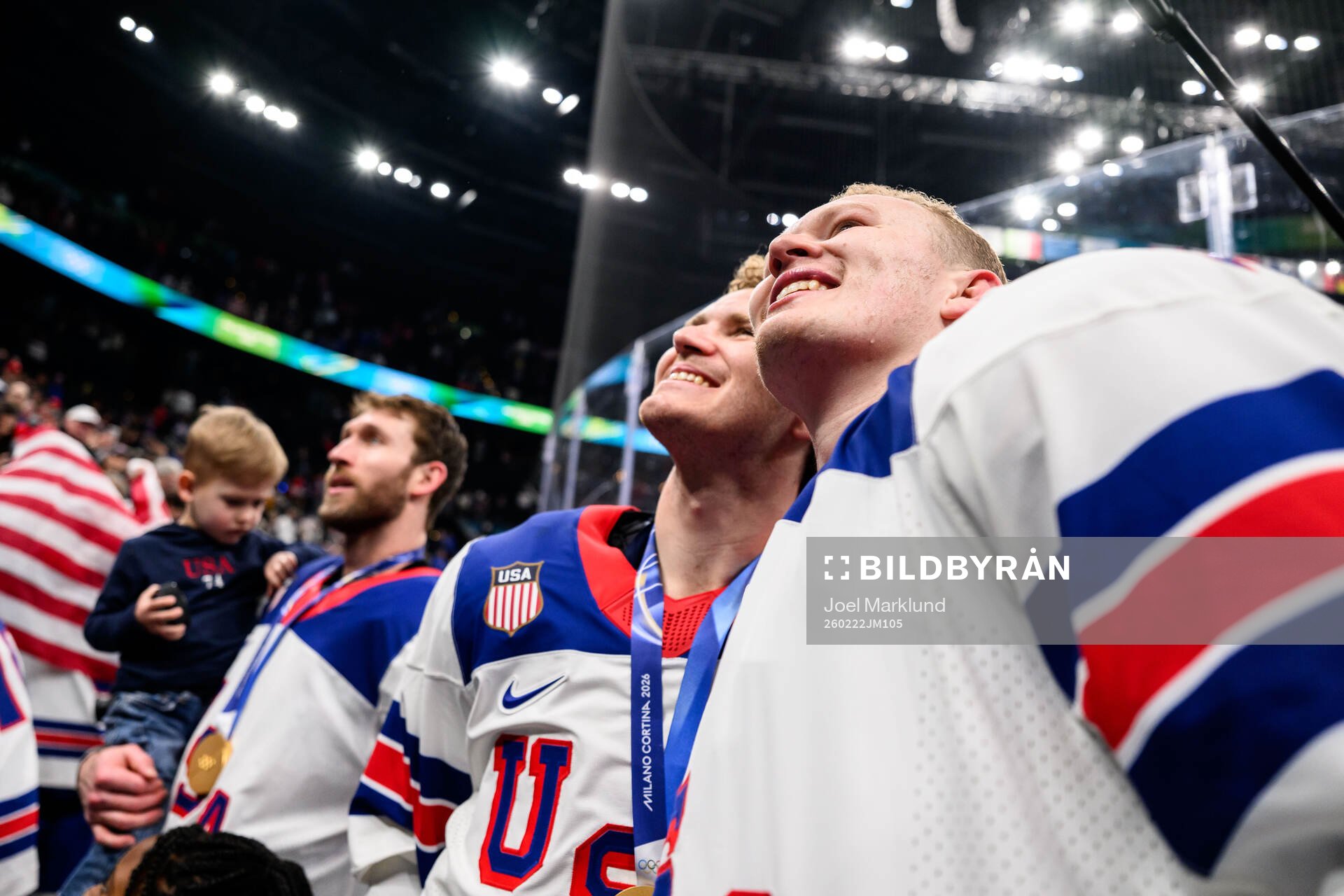 Matthew Tkachuk and Brady Tkachuk of USA celebrate