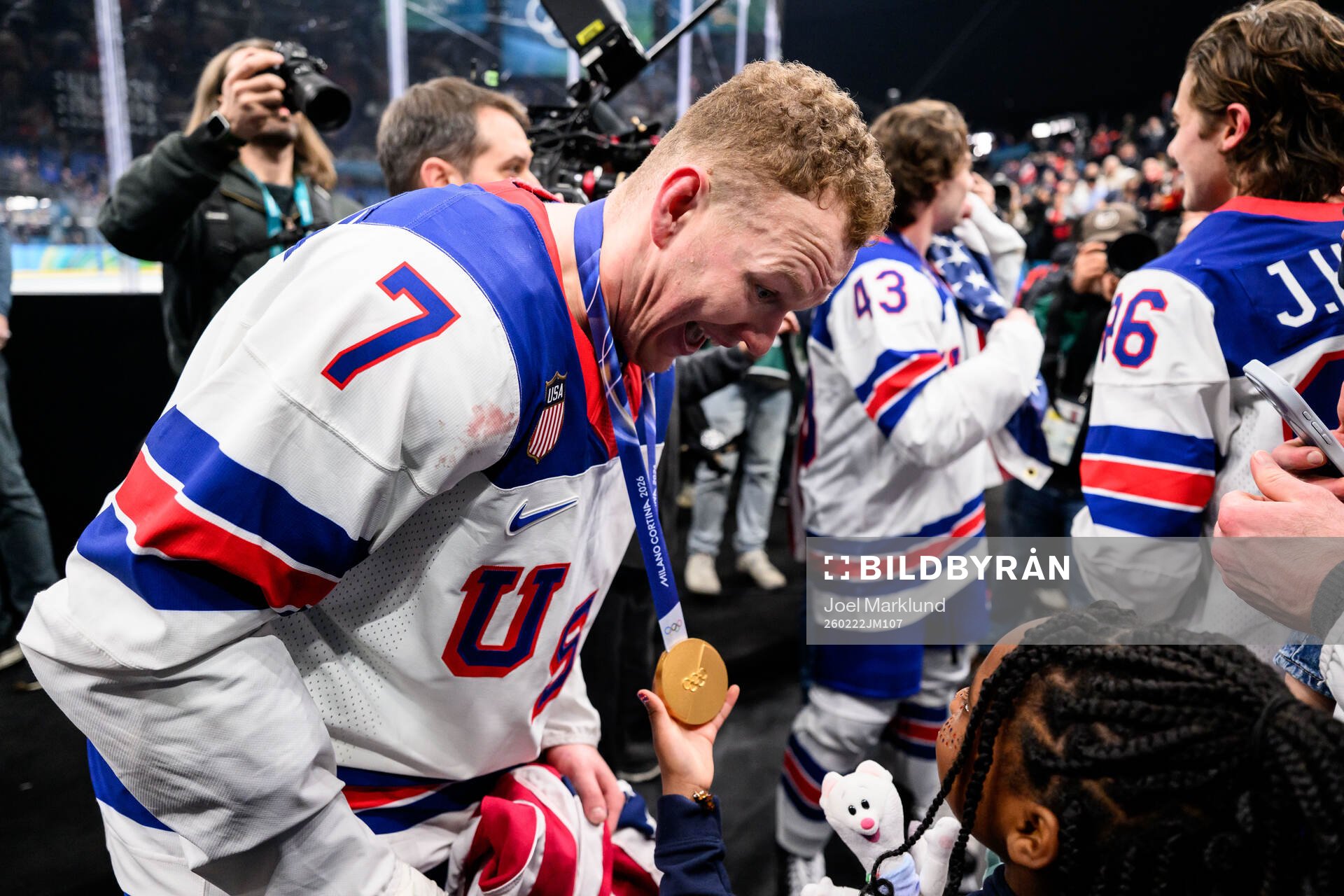 Brady Tkachuk of USA celebrate
