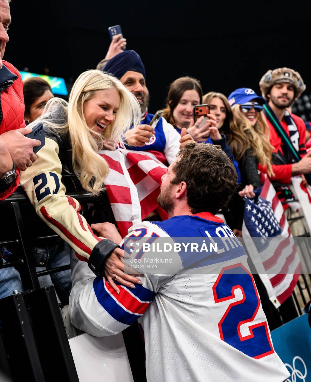 Dylan Larkin of USA celebrate
