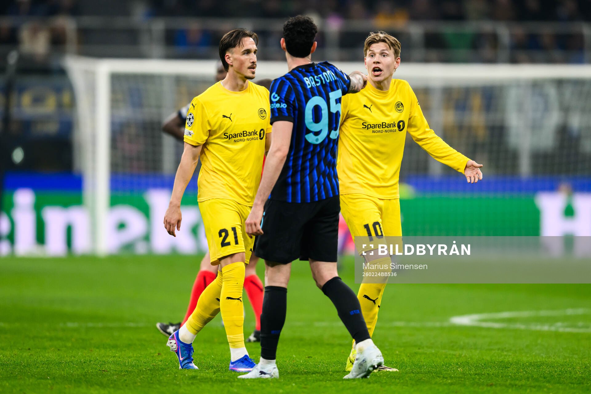 Alessandro Bastoni of Inter, Andreas Helmersen and Jens