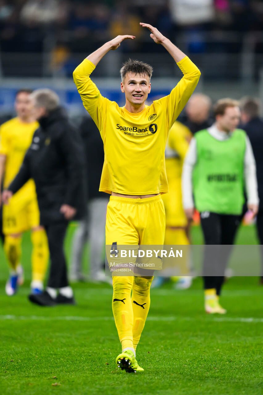 Odin Bjørtuft of Bodø/Glimt celebrates
