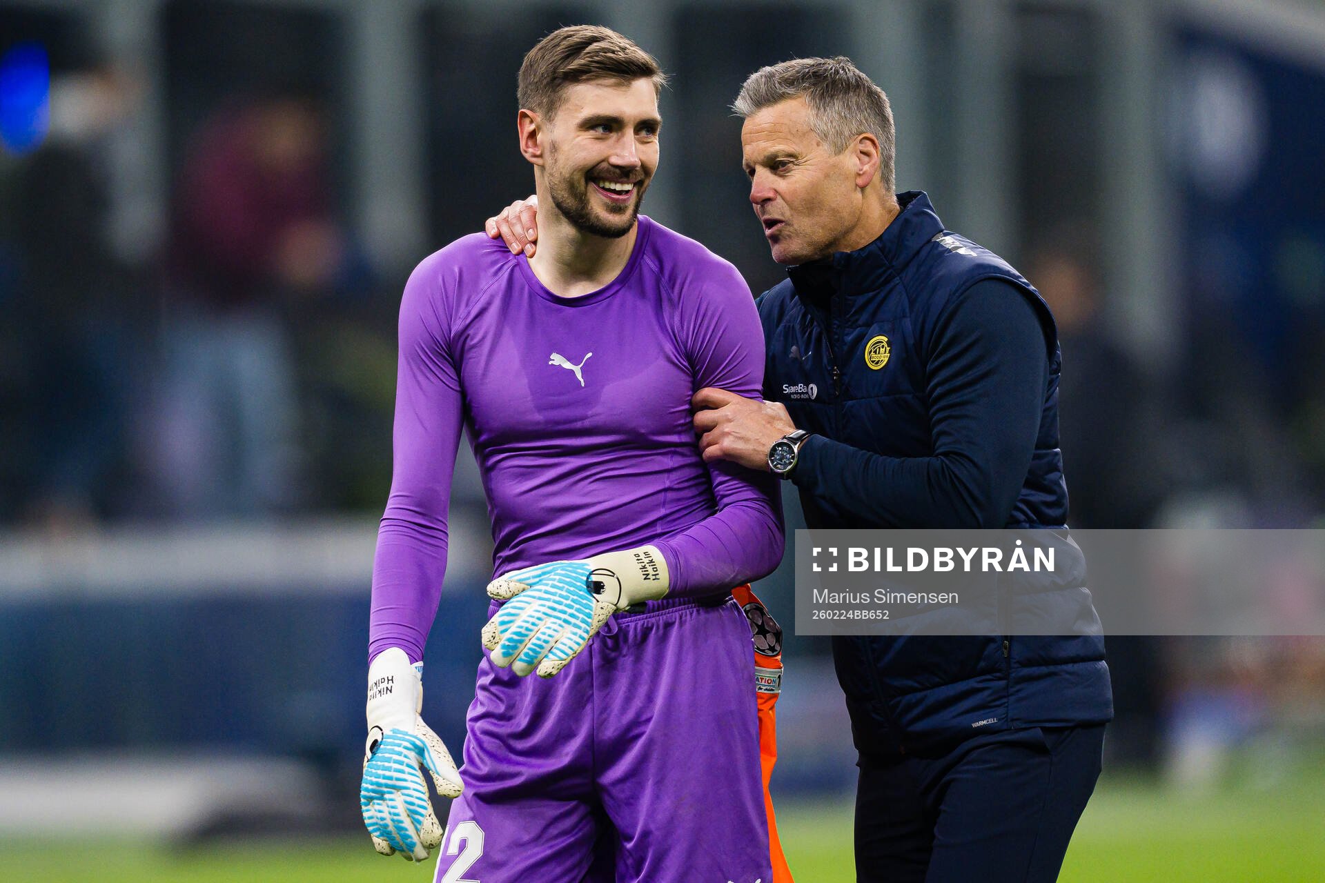 Goalkeeper Nikita Haikin and head coach Kjetil Knutsen of