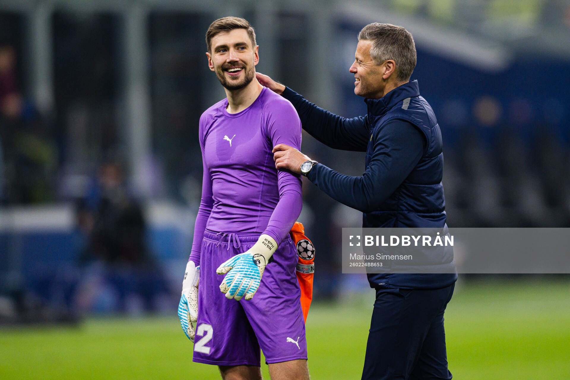 Goalkeeper Nikita Haikin and head coach Kjetil Knutsen of