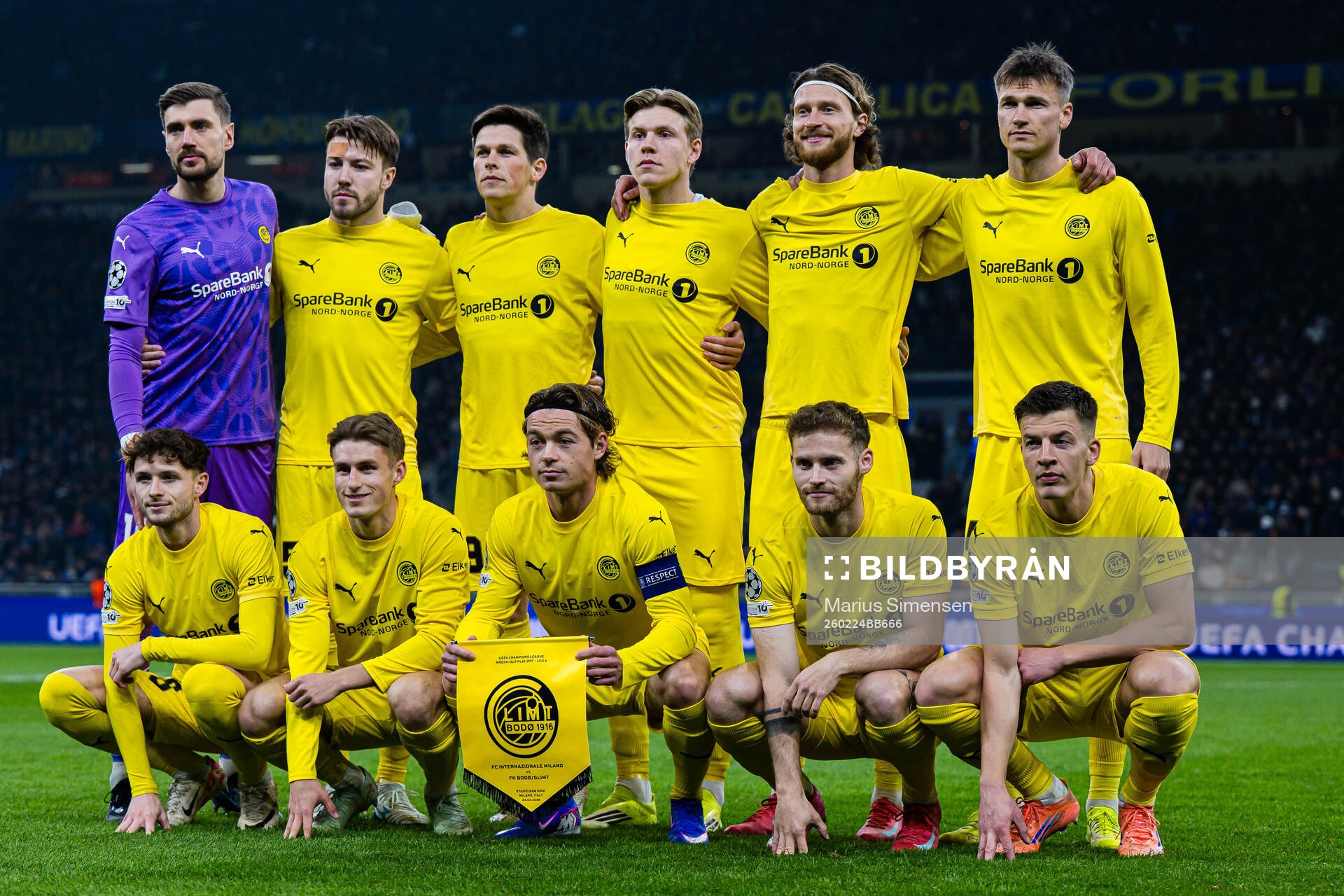 The starting eleven of Bodø/Glimt, from the top left;