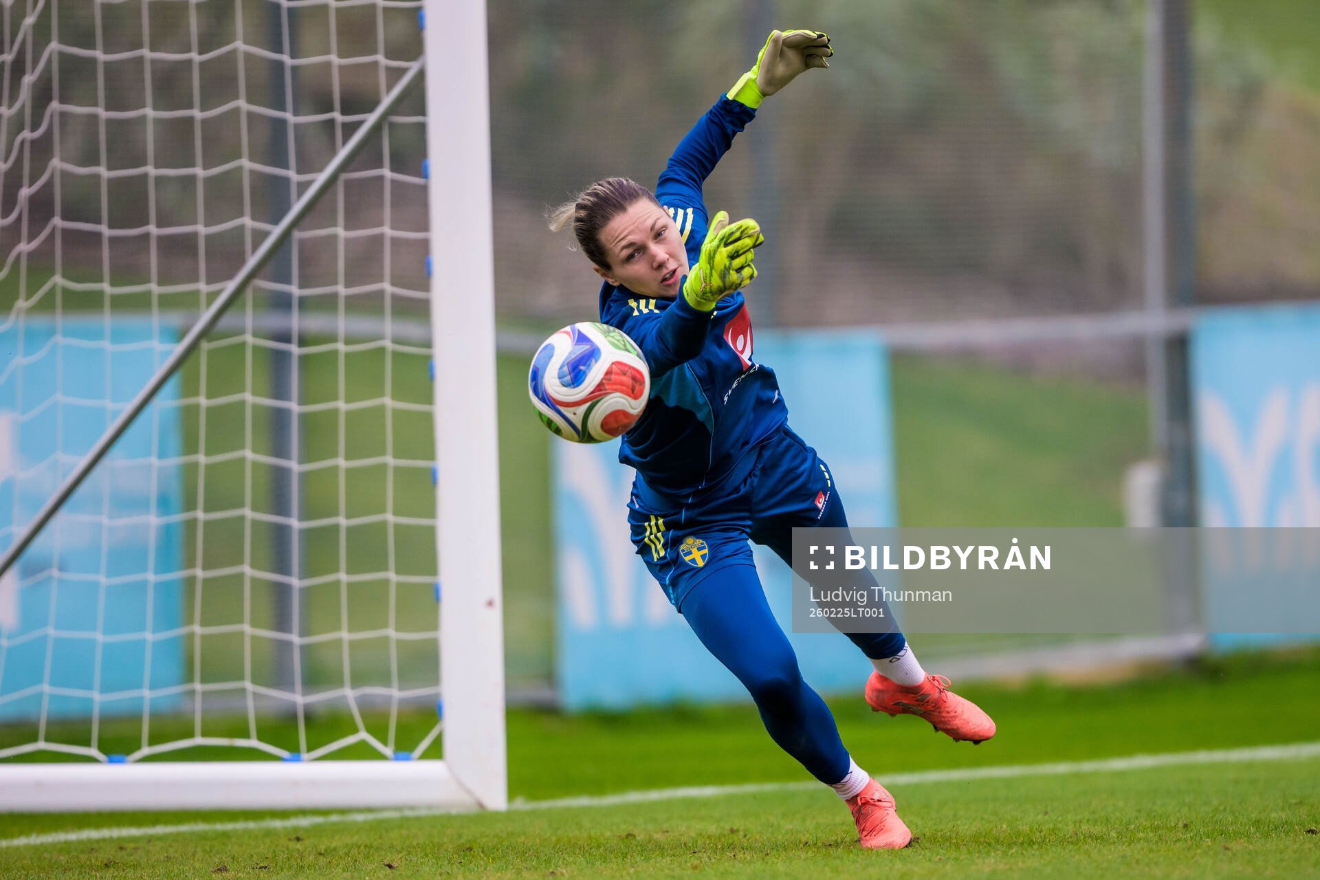 Goalkeeper Jennifer Falk of the Swedish women's national