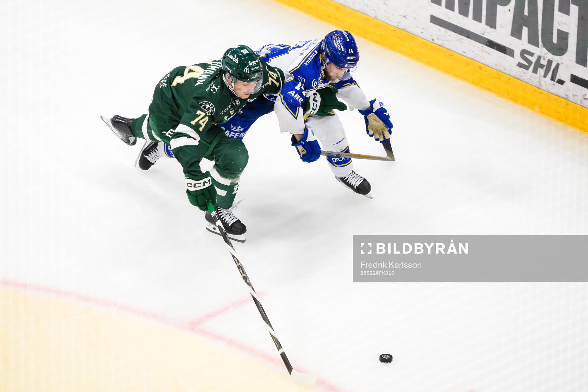 Färjestads Nick Leivermann och Leksands Oskar Lang