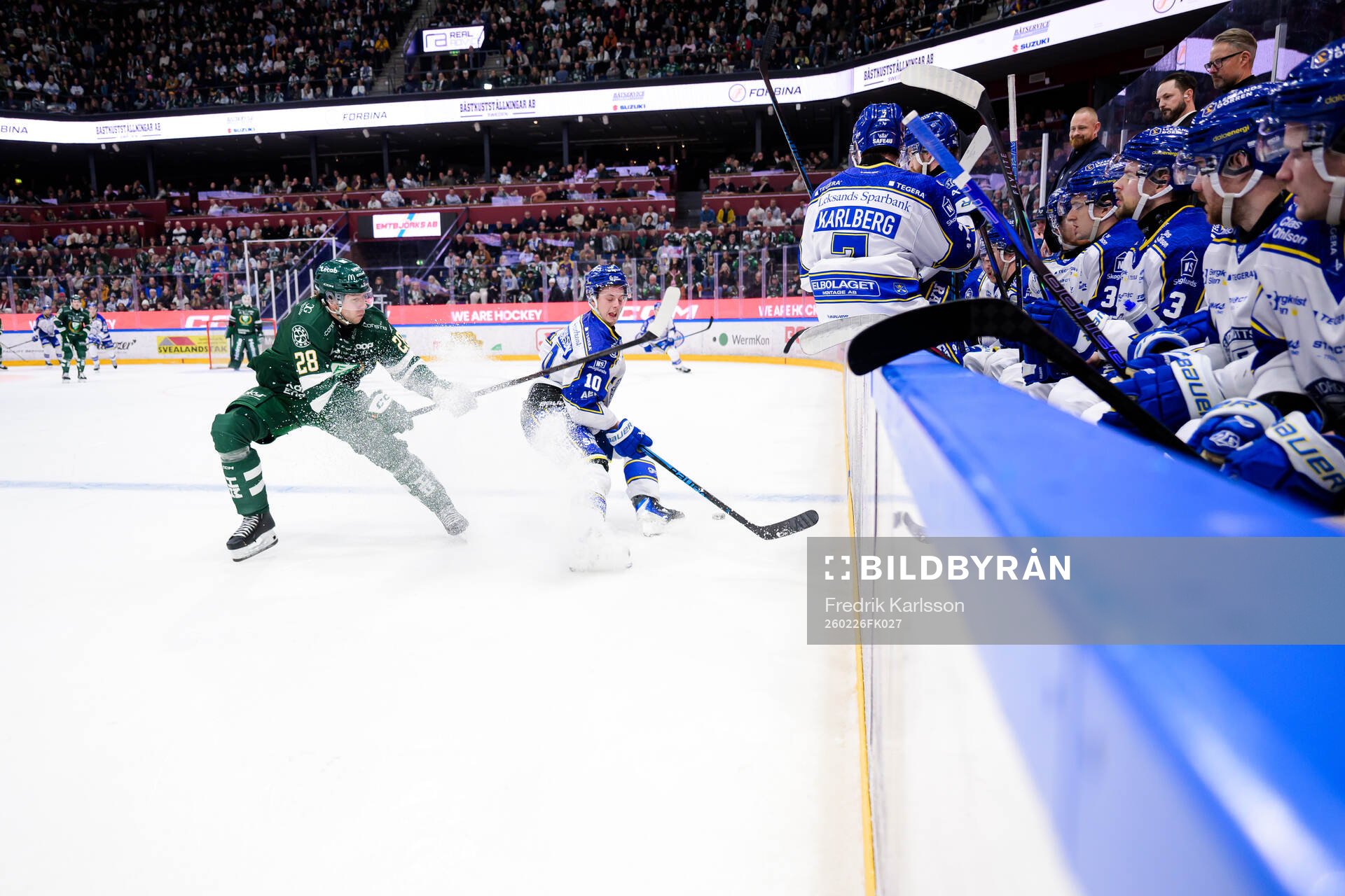 Färjestads Emil Alba och Leksands Anton Johansson