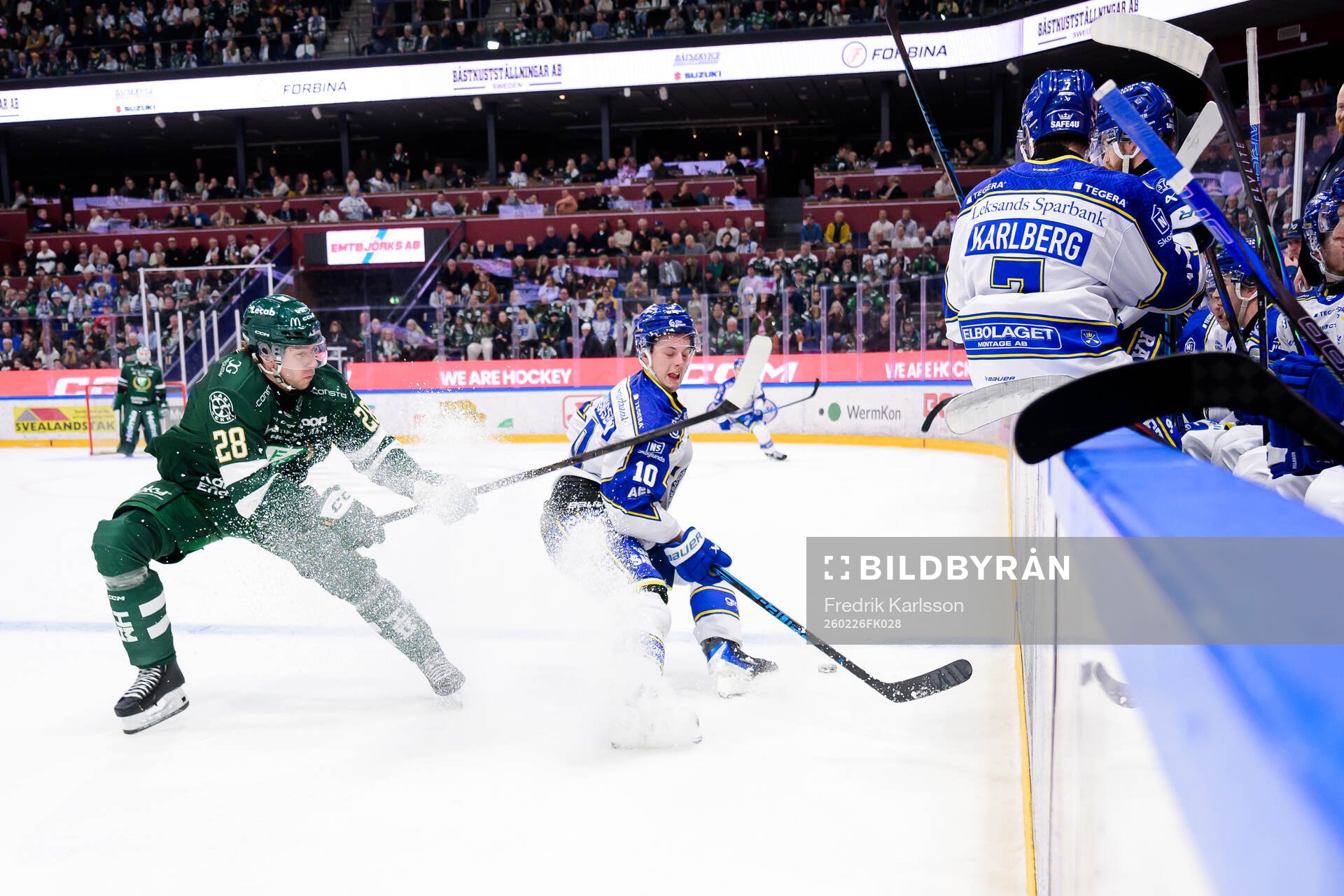 Färjestads Emil Alba och Leksands Anton Johansson