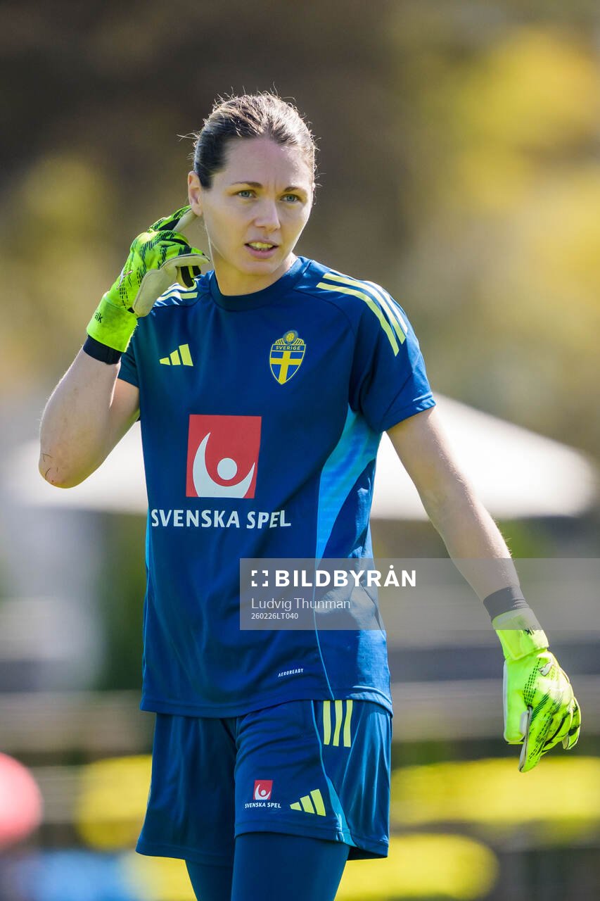 Goalkeeper Jennifer Falk of the Swedish women's national